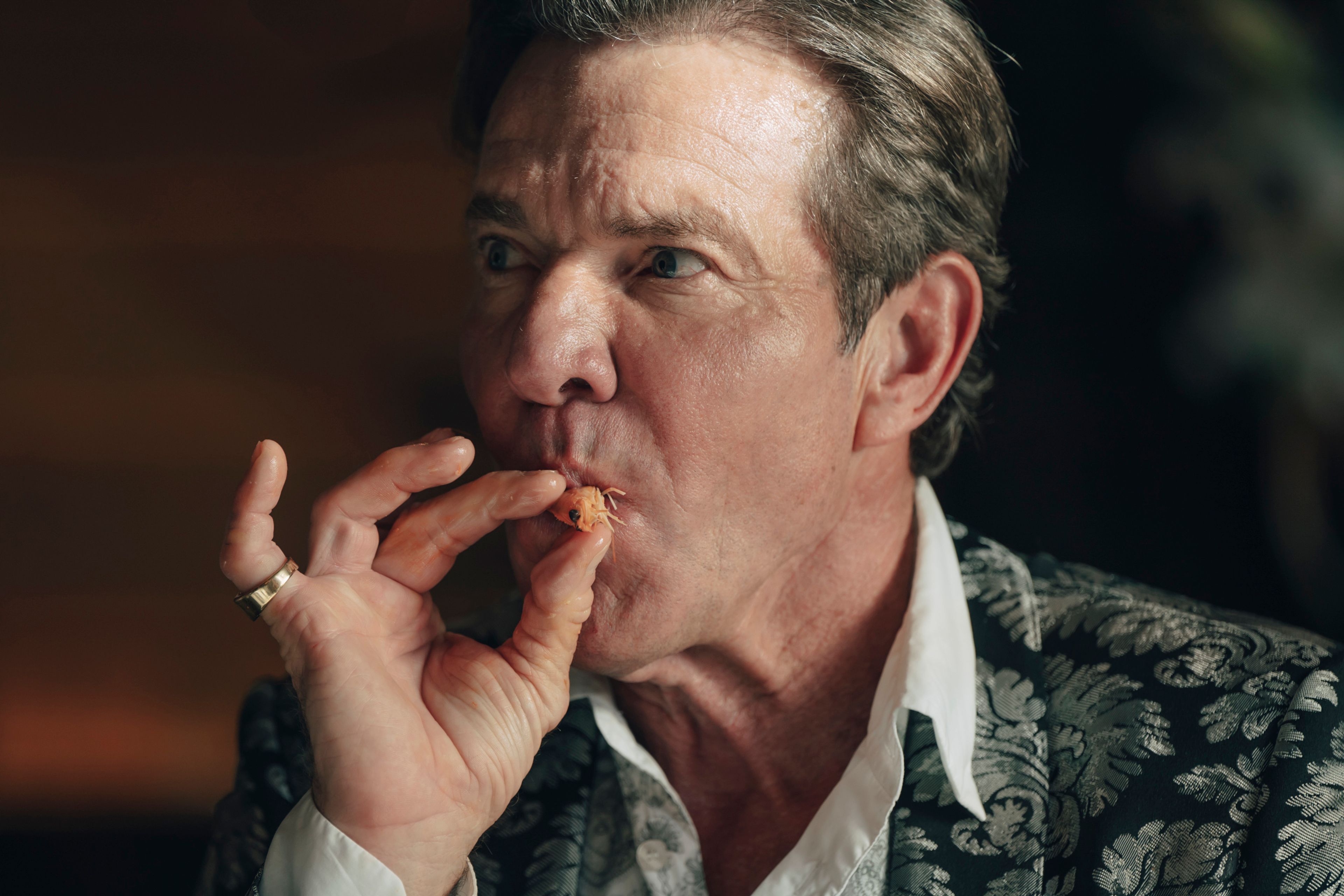 This image released by Mubi shows Dennis Quaid in a scene from "The Substance." (Mubi via AP)