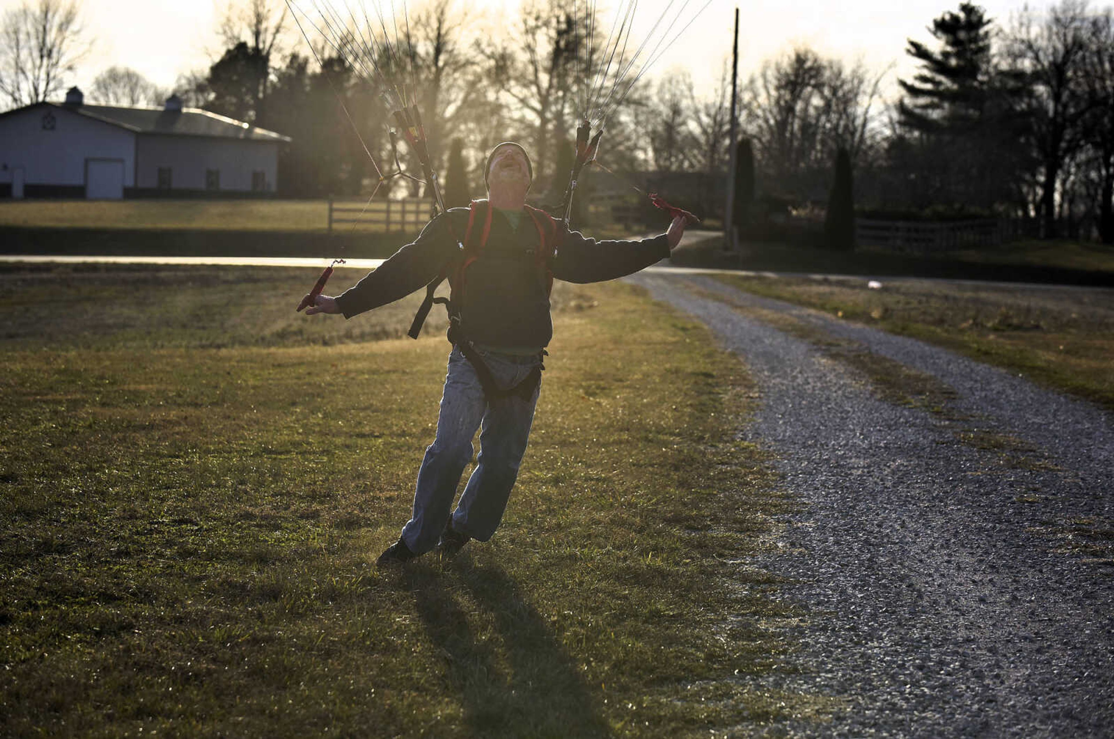 Dave Bogenpohl practices his kiting skills on Wednesday, Feb. 1, 2017, at the Fruitland International Airport in Jackson.