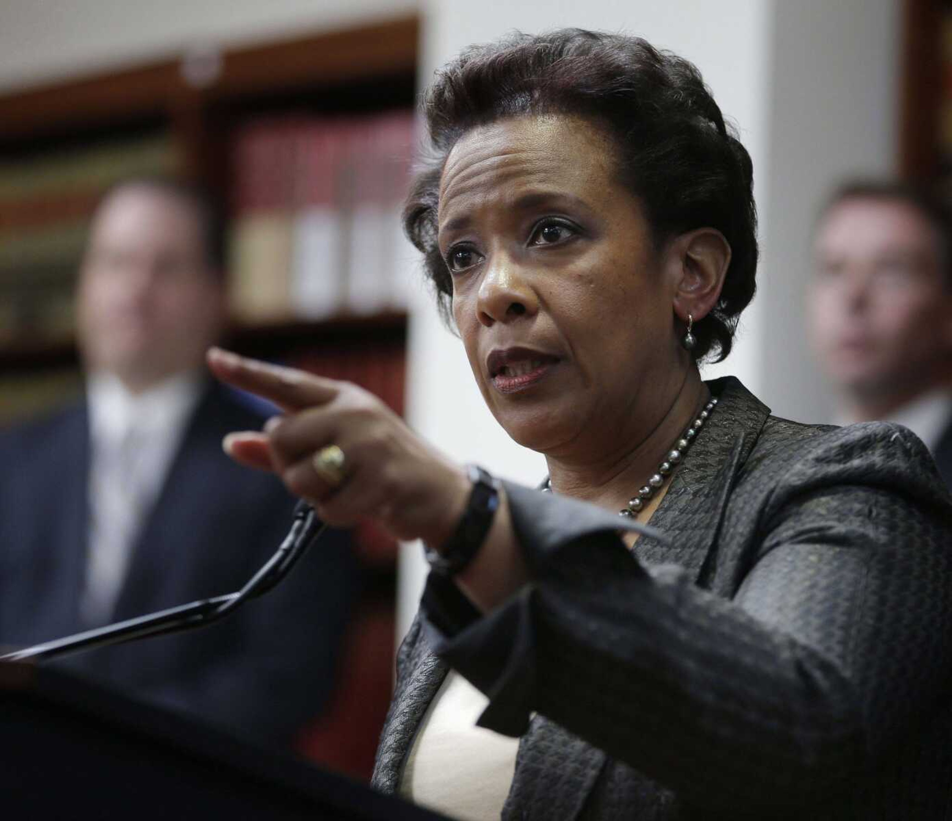 Loretta Lynch, U.S. Attorney for the Eastern District of New York speaks during a news conference April 24 in New York. President Obama chose Loretta Lynch as attorney general on Friday, which would make her the first black woman in the position. (AP Photo/Seth Wenig, File)