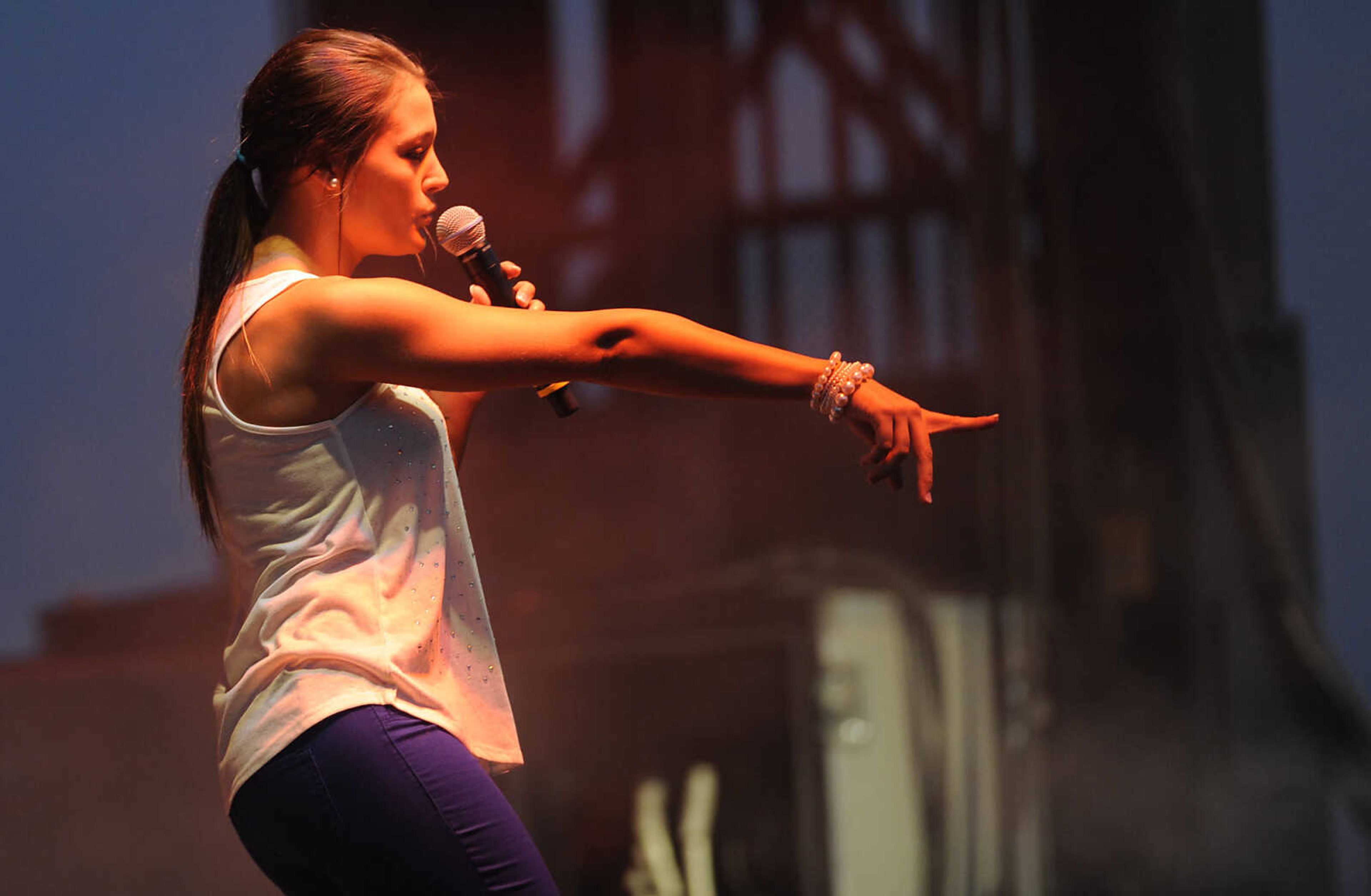 Anna Ayers of Cape Girardeau performs in the finals 2012 Heartland Idol competition at at the SEMO District Fair Wednesday, September 12, at Arena Park in Cape Girardeau.