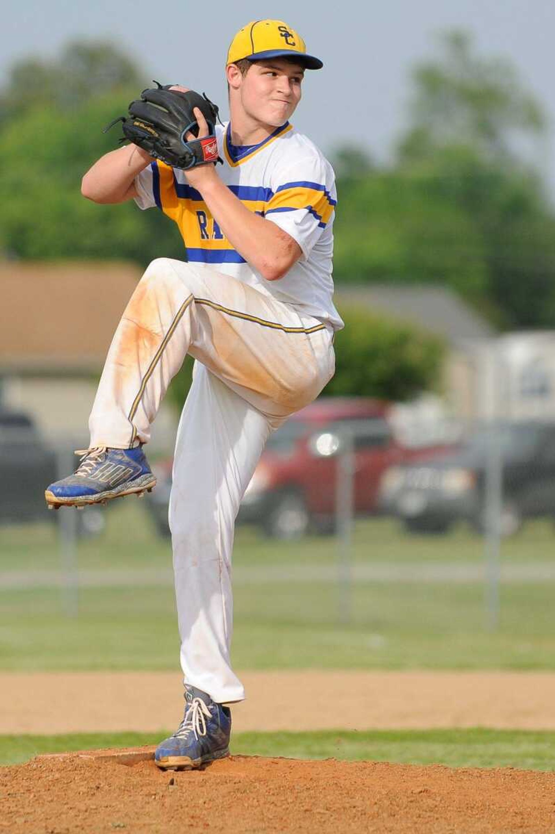 Scott City's Braden Cox pitches to a West County batter in the sixth inning during a Class 3 quarterfinal Wednesday, May 27, 2015 in Scott City. (Glenn Landberg)