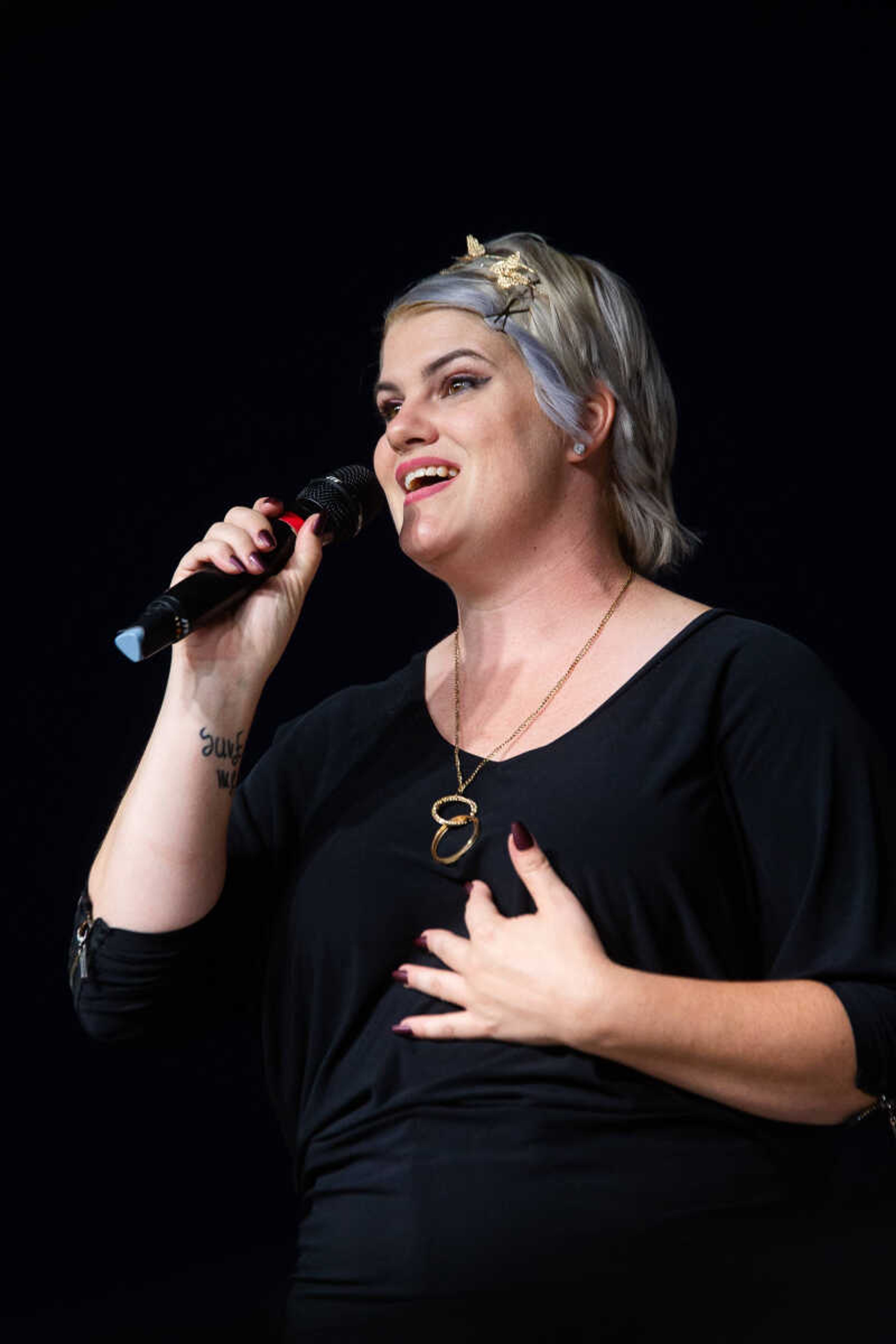 Terra Chantle sings during the Heartland Idol Finals competition on Monday, Sept. 12 at the SEMO District Fair in Cape Girardeau.