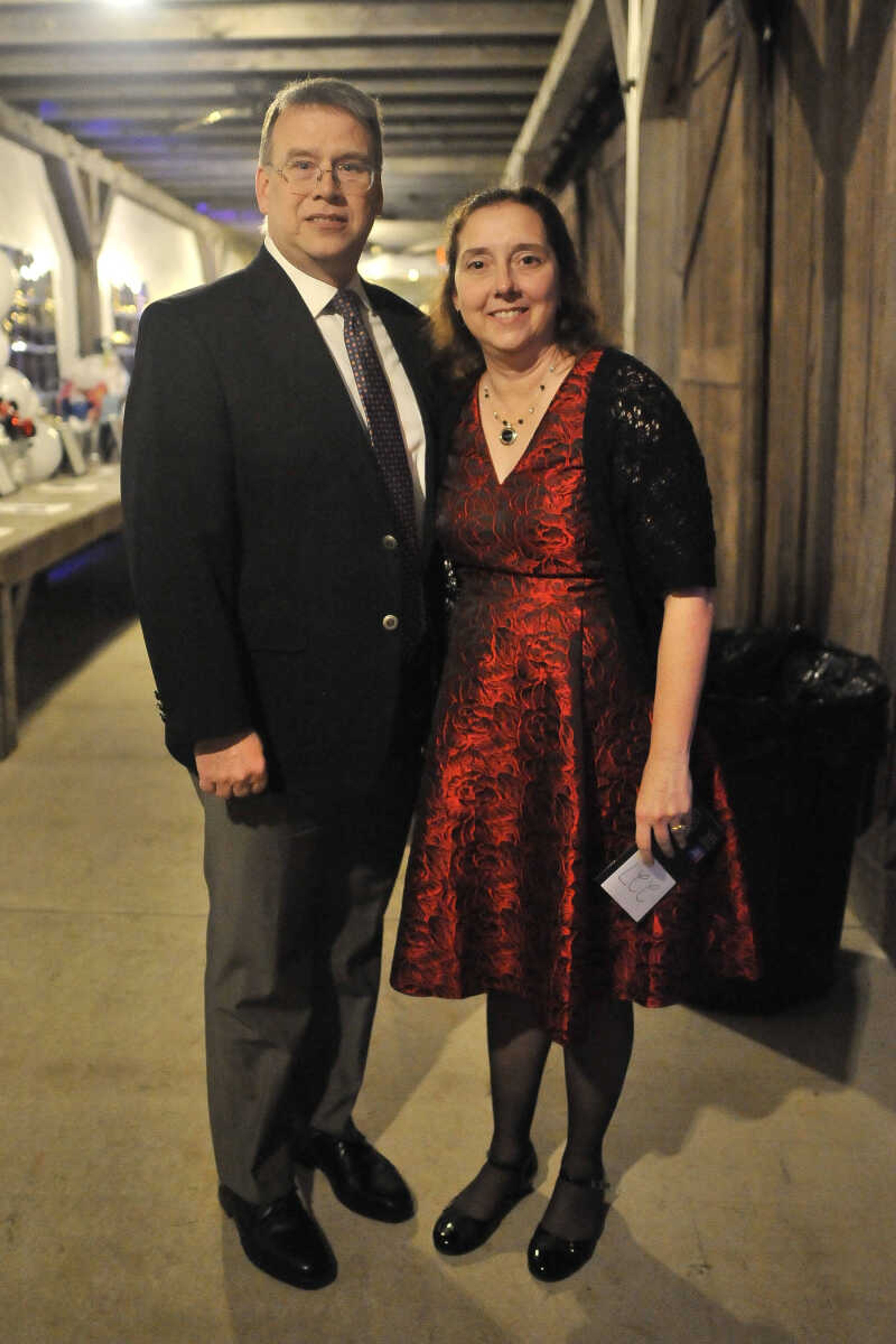 Jeff and Barbie Stroder pose for a photo during a fundraising gala for the American Cancer Society at Rusted Route Farms Saturday, Nov. 16, 2019, in Cape Girardeau.