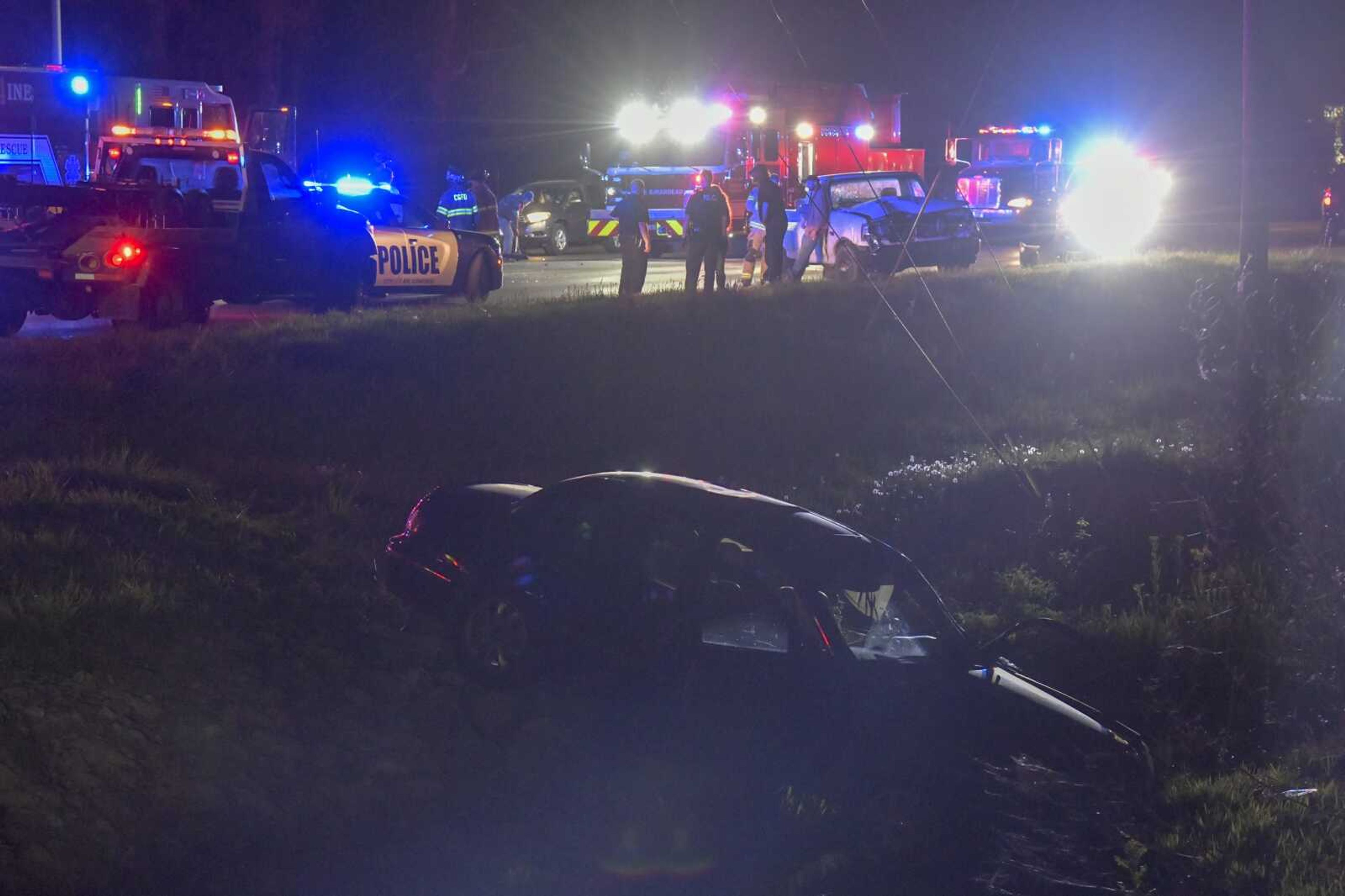 Two cars — one in a ditch and one on the road — were involved in a collision on Kingshighway Friday evening near the Dunkin' in Cape Girardeau.