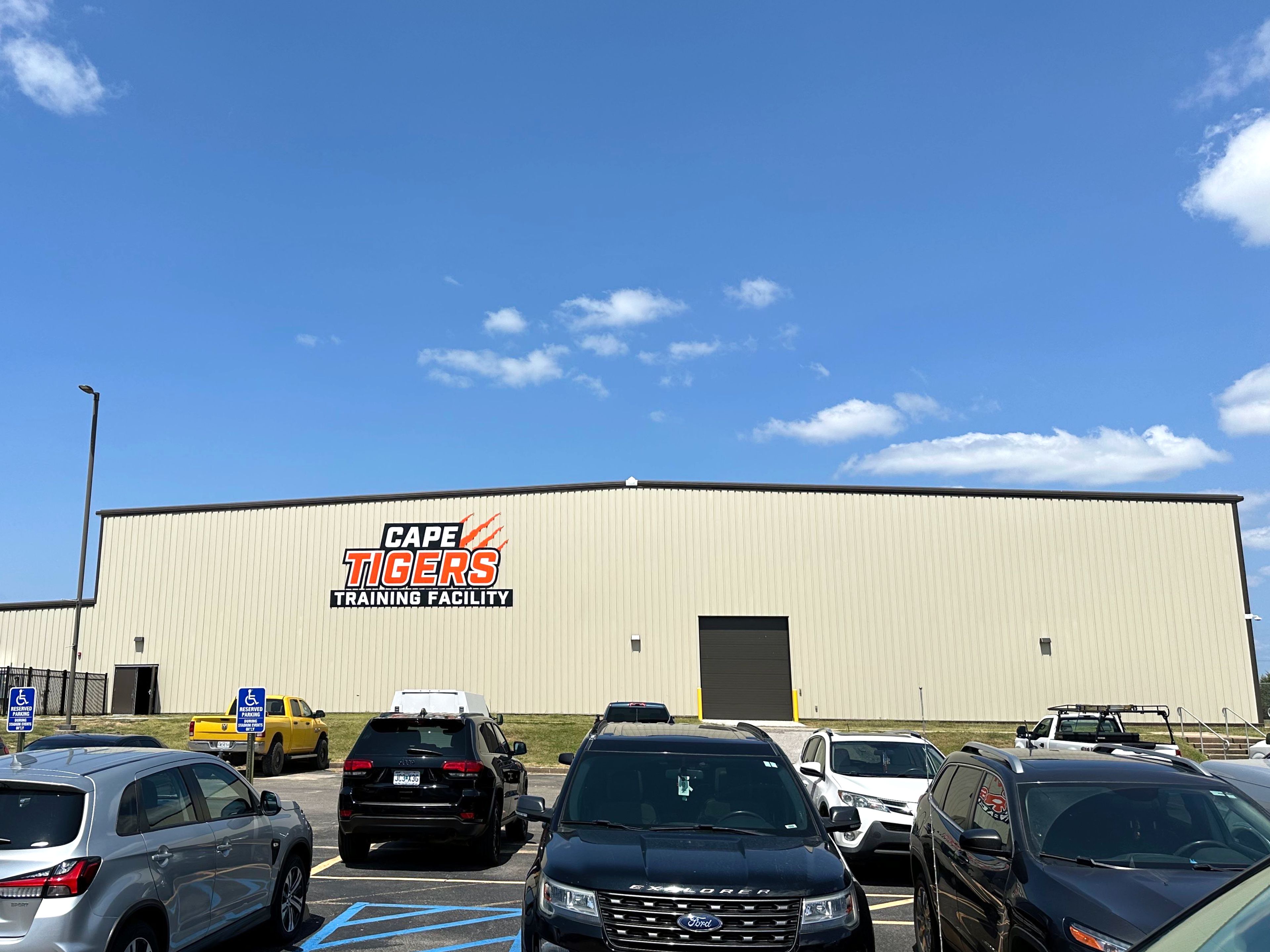 An outside view of the entrance to Cape Girardeau Public Schools' new indoor athletic facility. 