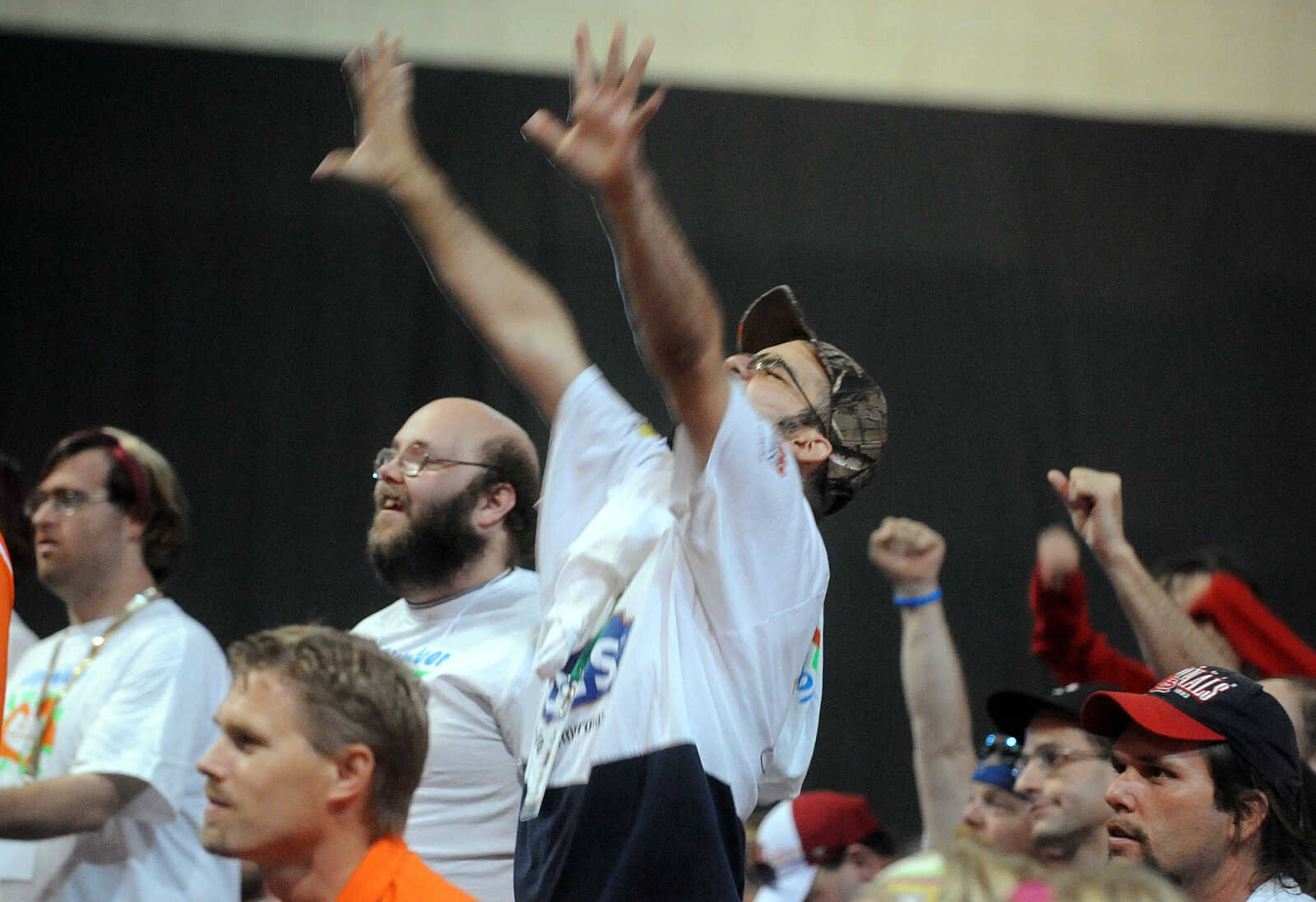 LAURA SIMON ~ lsimon@semissourian.com

Special Olympic athletes dance to music from Shades of Soul, Friday, Oct. 11, 2013 during the opening ceremony for the Special Olympics Missouri State Fall Games at the Show Me Center.