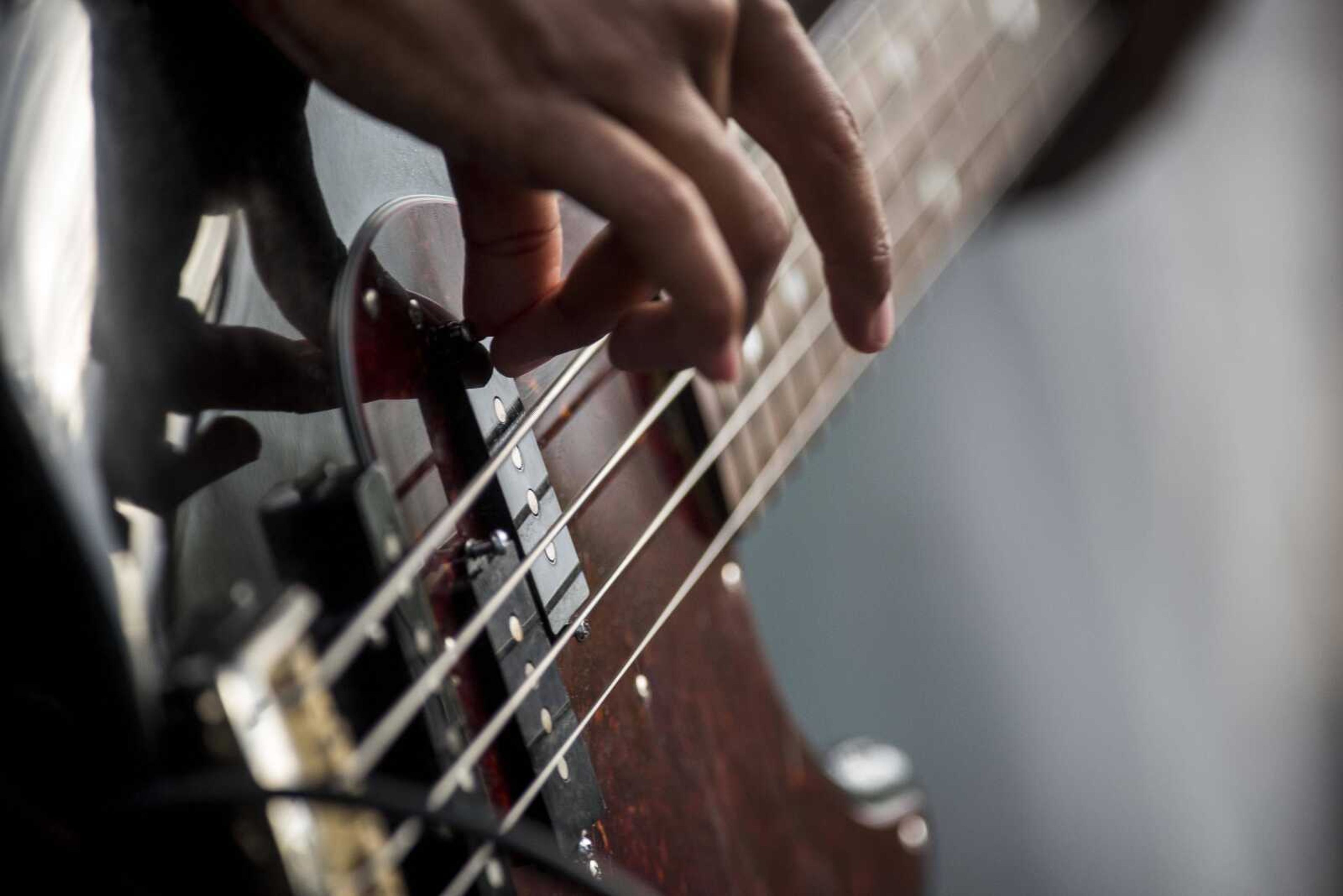 Alexis Fitzgerald of the New Respects plays bass during the second-annual Shipyard music festival Saturday, Sept. 28, 2019, at Ivers Square in Cape Girardeau.