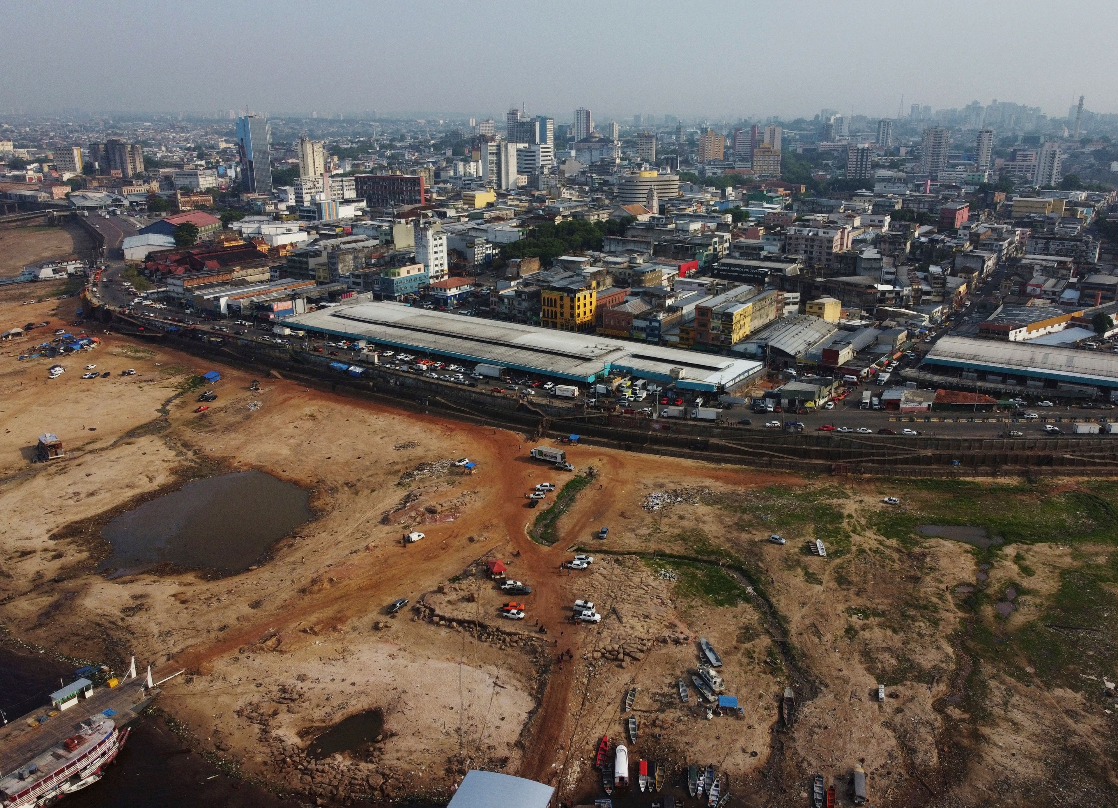 Part of the Negro River is visible in Manaus, state of Amazonas, Brazil, Wednesday, Sept. 25, 2024. (AP Photo/Edmar Barros)