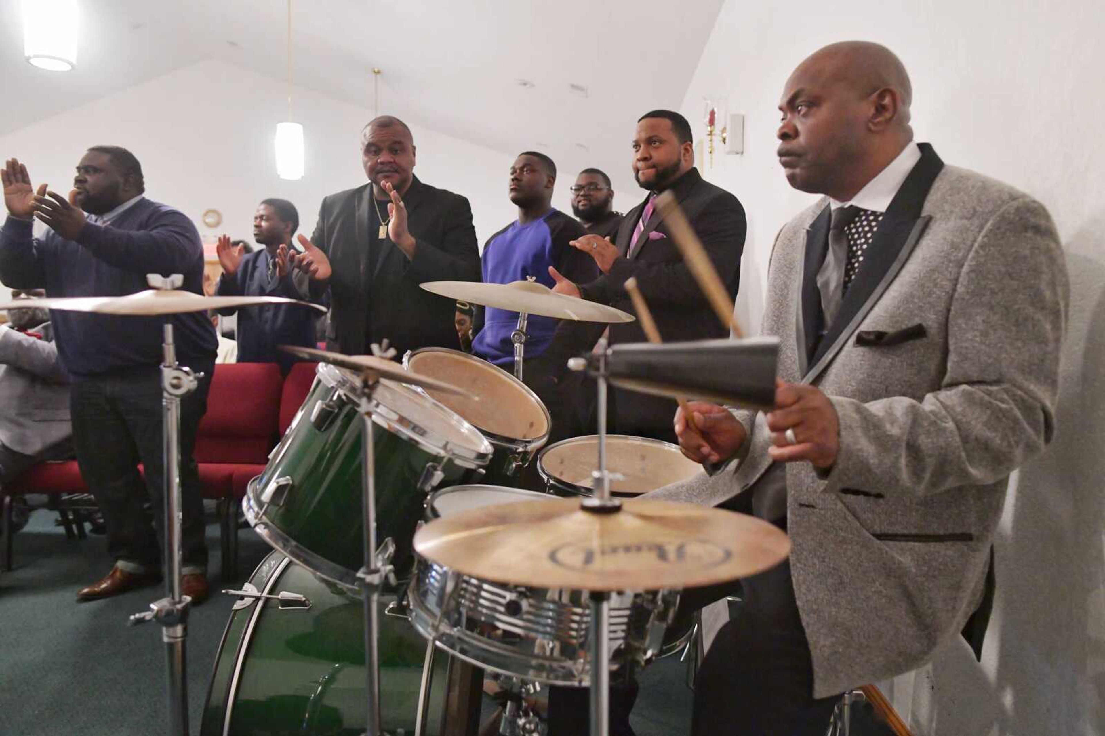 Music leaders perform a worship song Sunday, Feb. 23, 2020, at Second Missionary Baptist Church in Cape Girardeau.