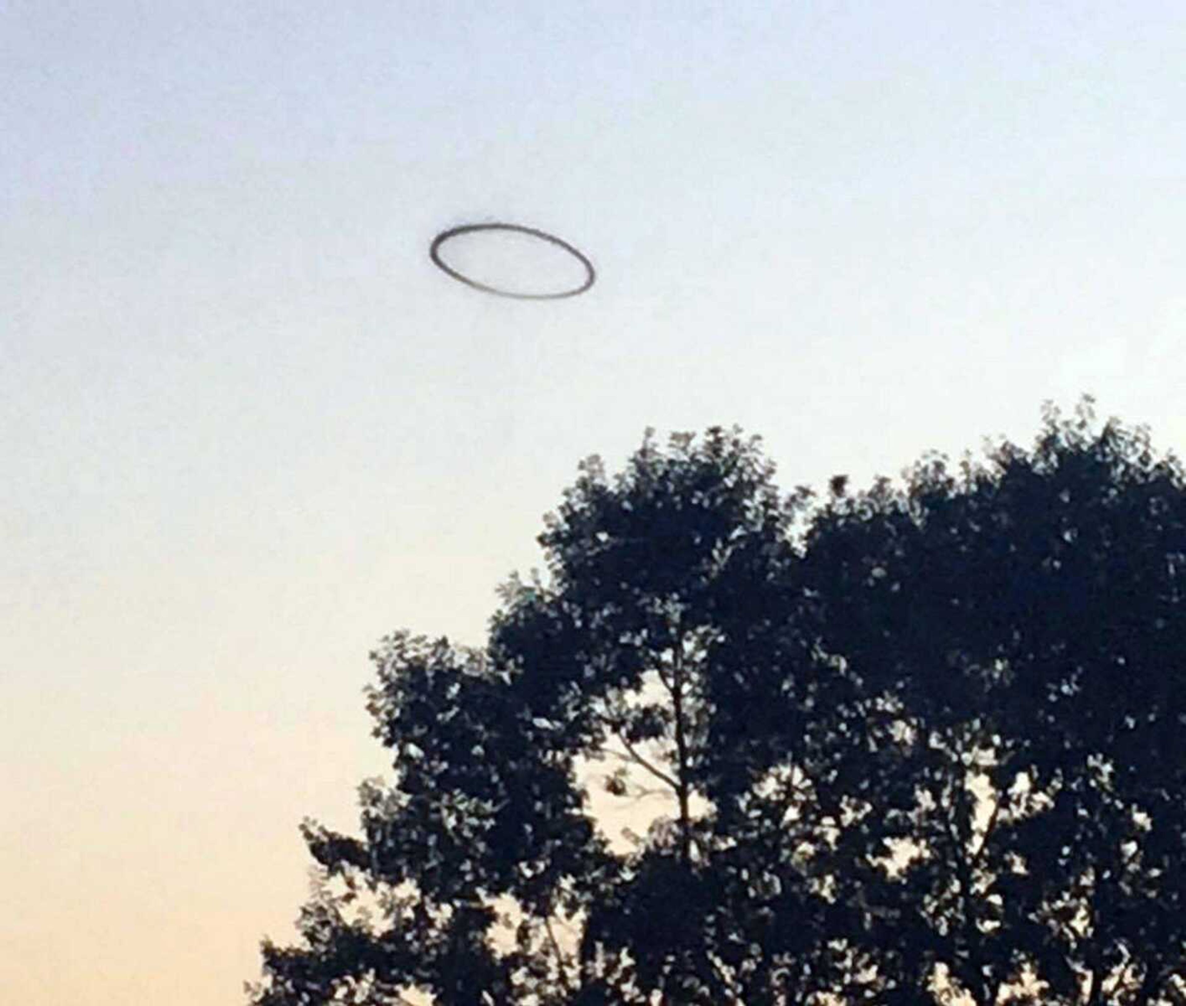 A smoke ring was seen over the Cape Girardeau area after a fireworks shoot Saturday evening at the Elks Lodge 639, prompting some alarm and a news release by the Cape Girardeau Police Department. (Cape Girardeau Police Department Facebook page)