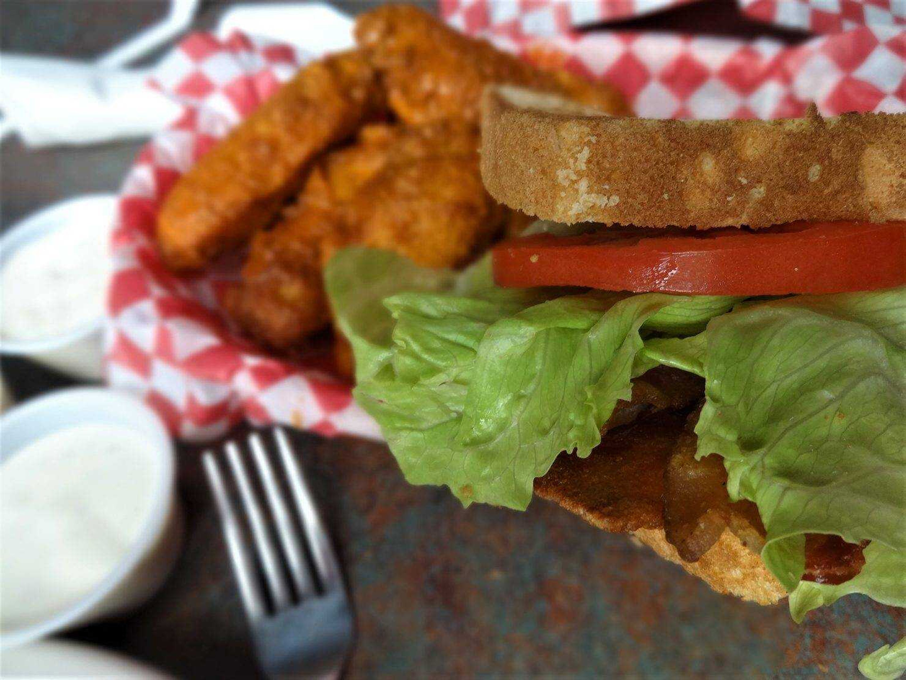 BLT, hot wings  and a chef salad from Los Boys Hideaway