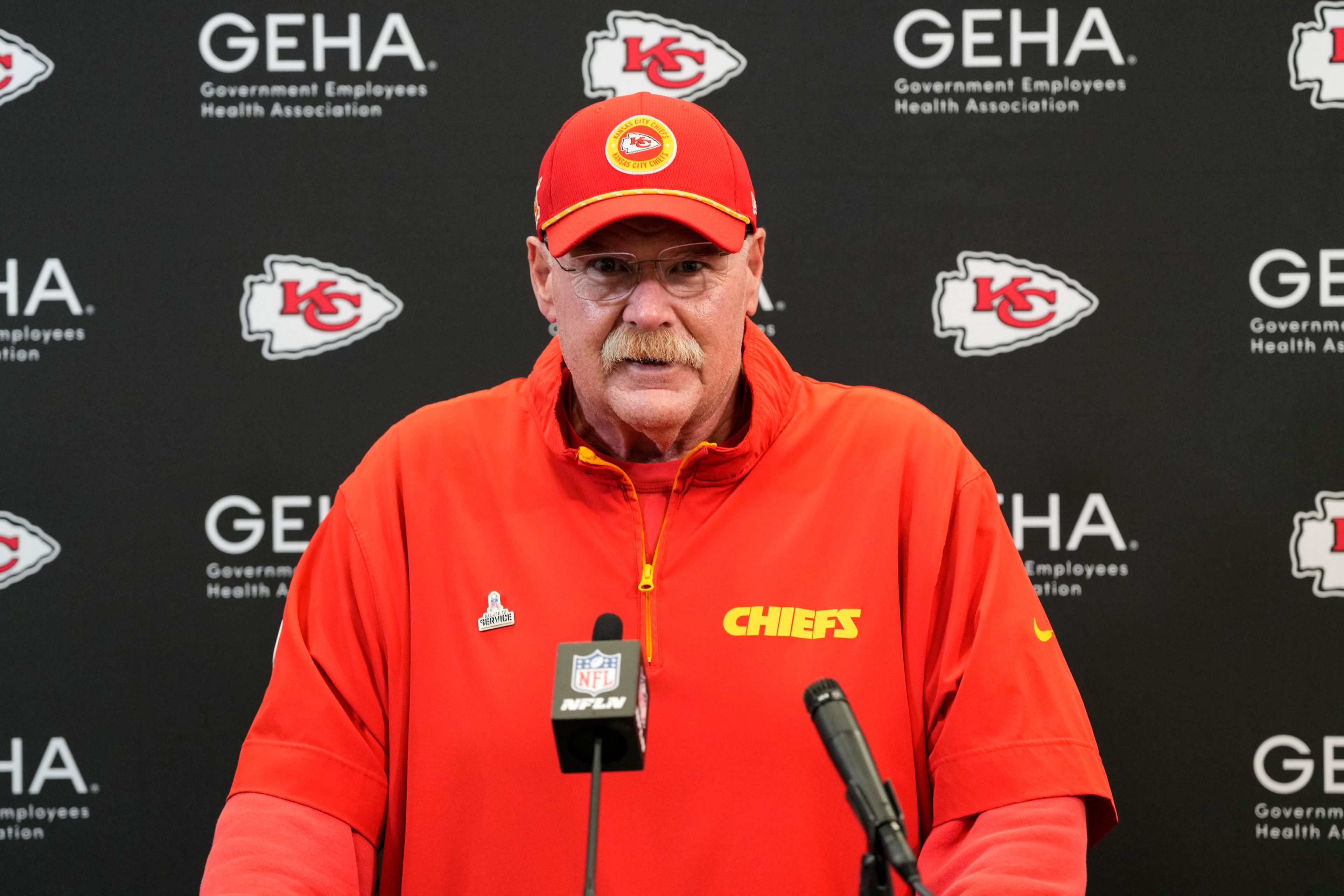 Kansas City Chiefs head coach Andy Reid speaks after an NFL football game against the Carolina Panthers, Sunday, Nov. 24, 2024, in Charlotte, N.C. (AP Photo/Rusty Jones)