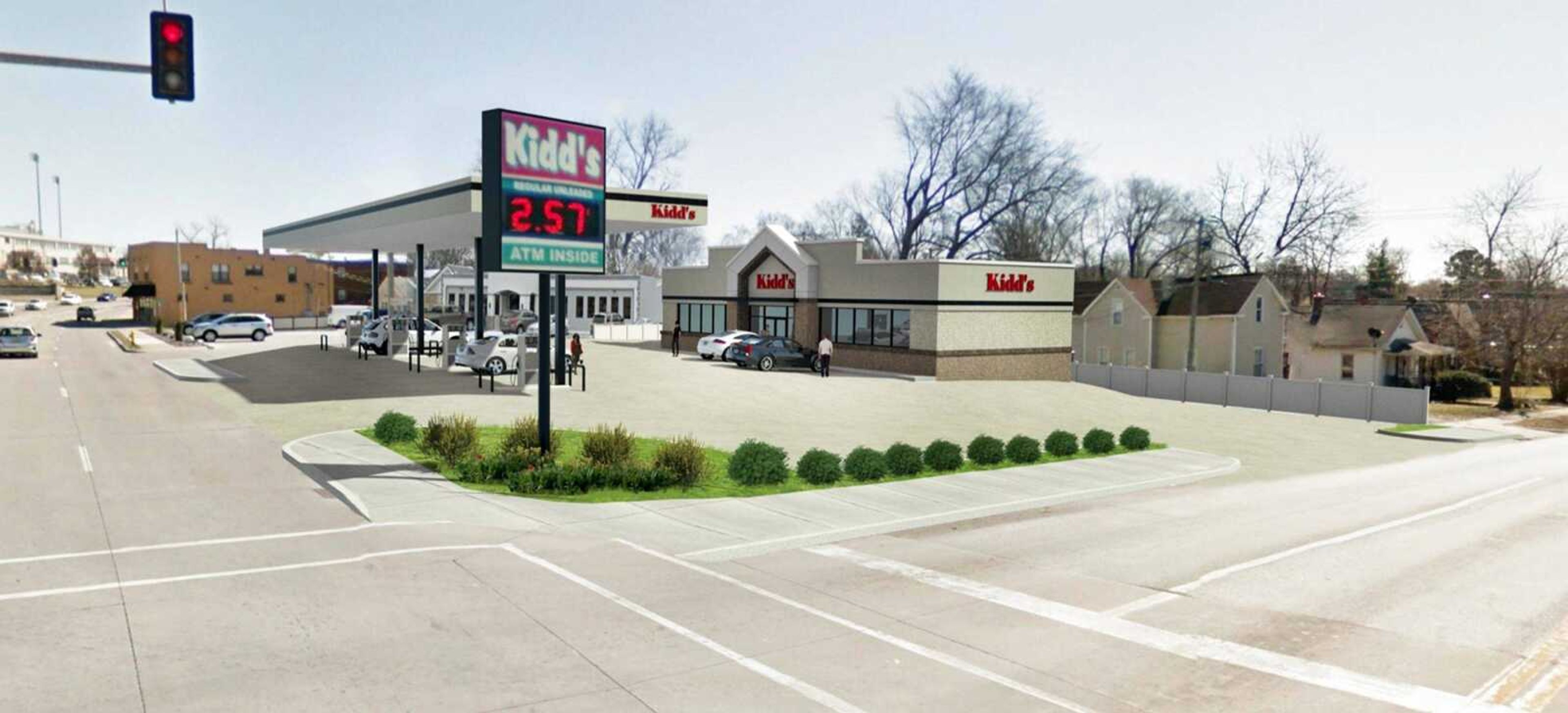 An artist's rendering shows the proposed redesign of the Kidd's gas station and convenience store at 1325 Broadway in Cape Girardeau.