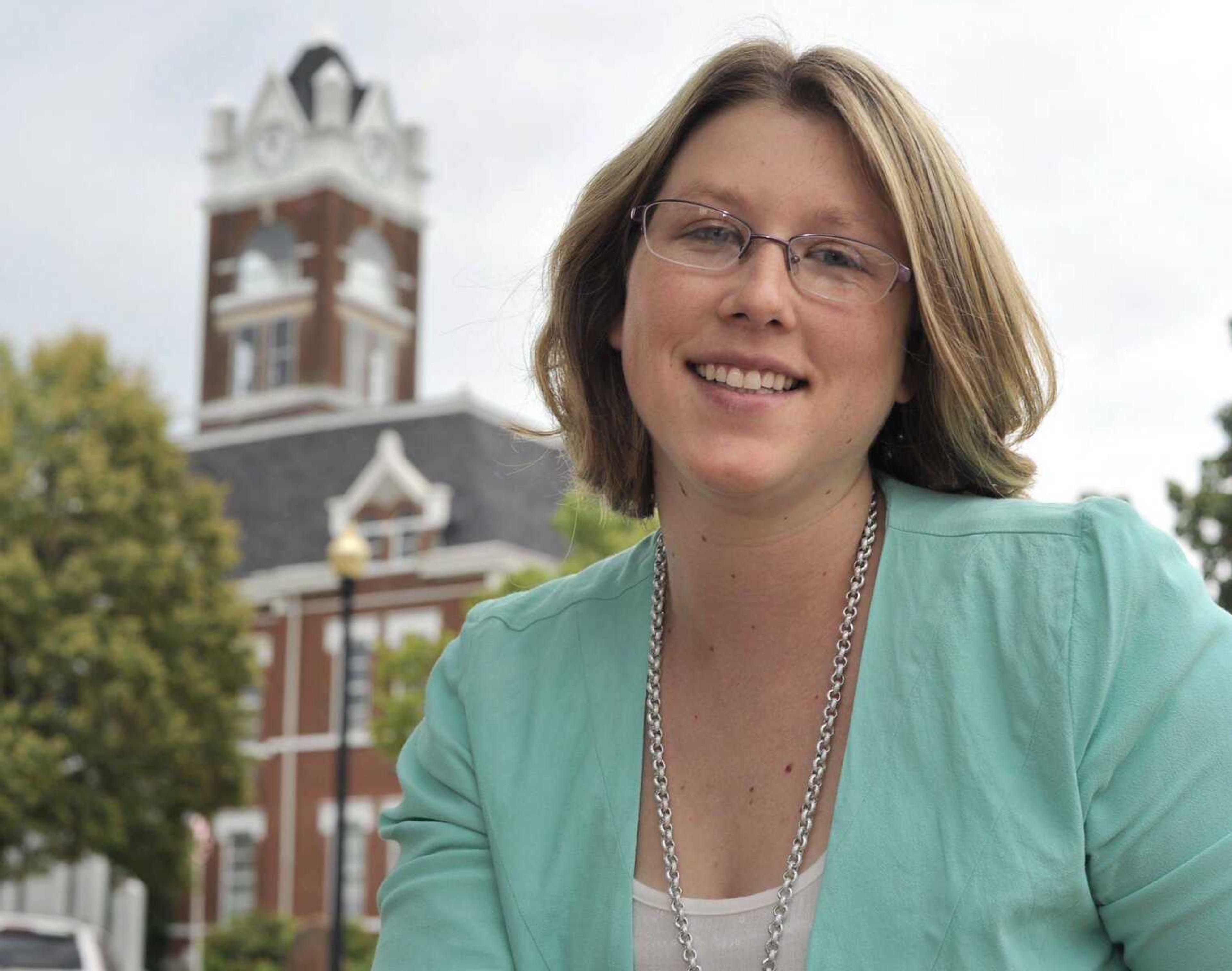 Amanda Winschel, the new executive director of the Perryville Chamber of Commerce, poses Wednesday in Perryville, Missouri. (Fred Lynch)