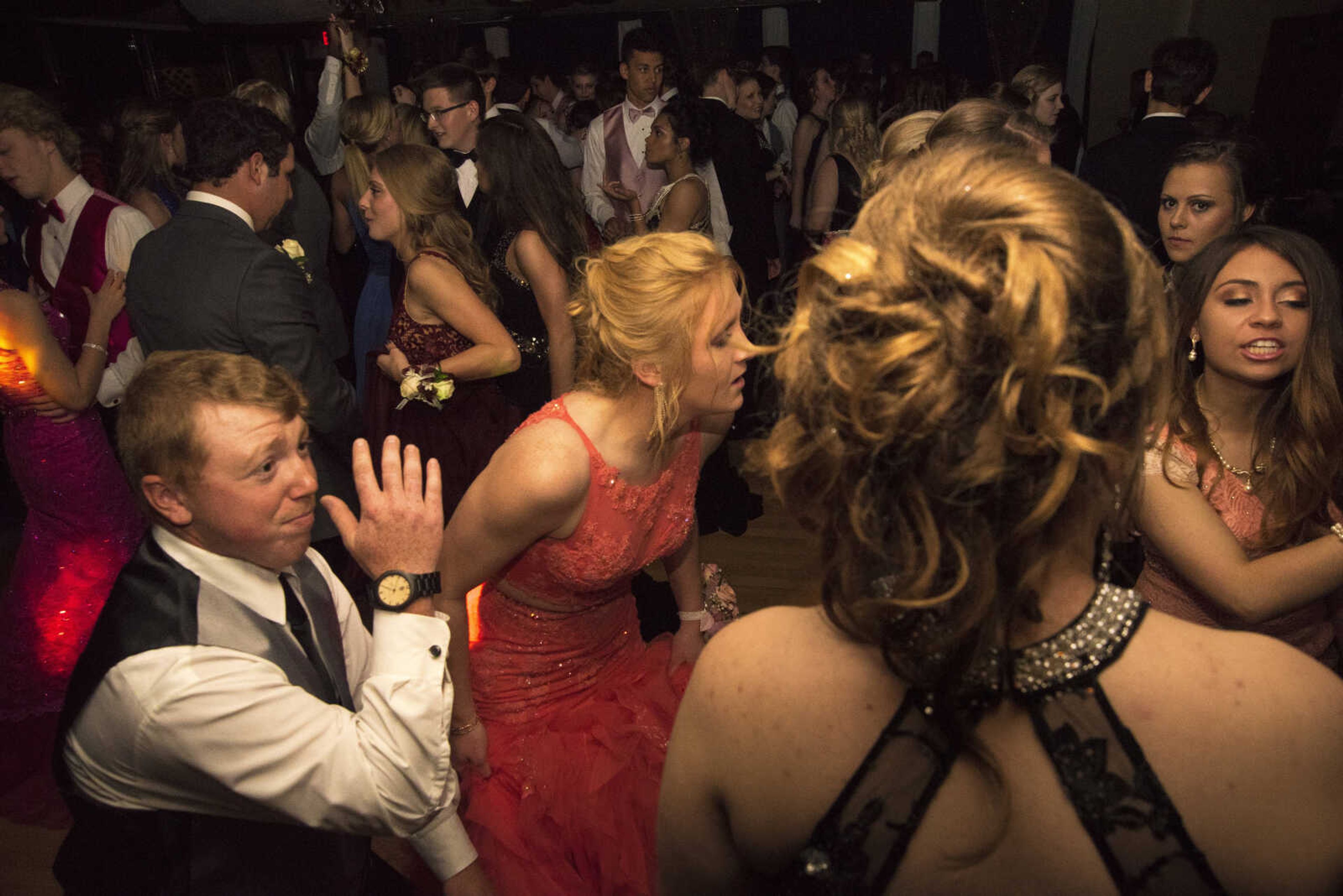 Students dance during the Saxony Lutheran prom Saturday, April 22, 2017 at the Elk's Lodge in Cape Girardeau.