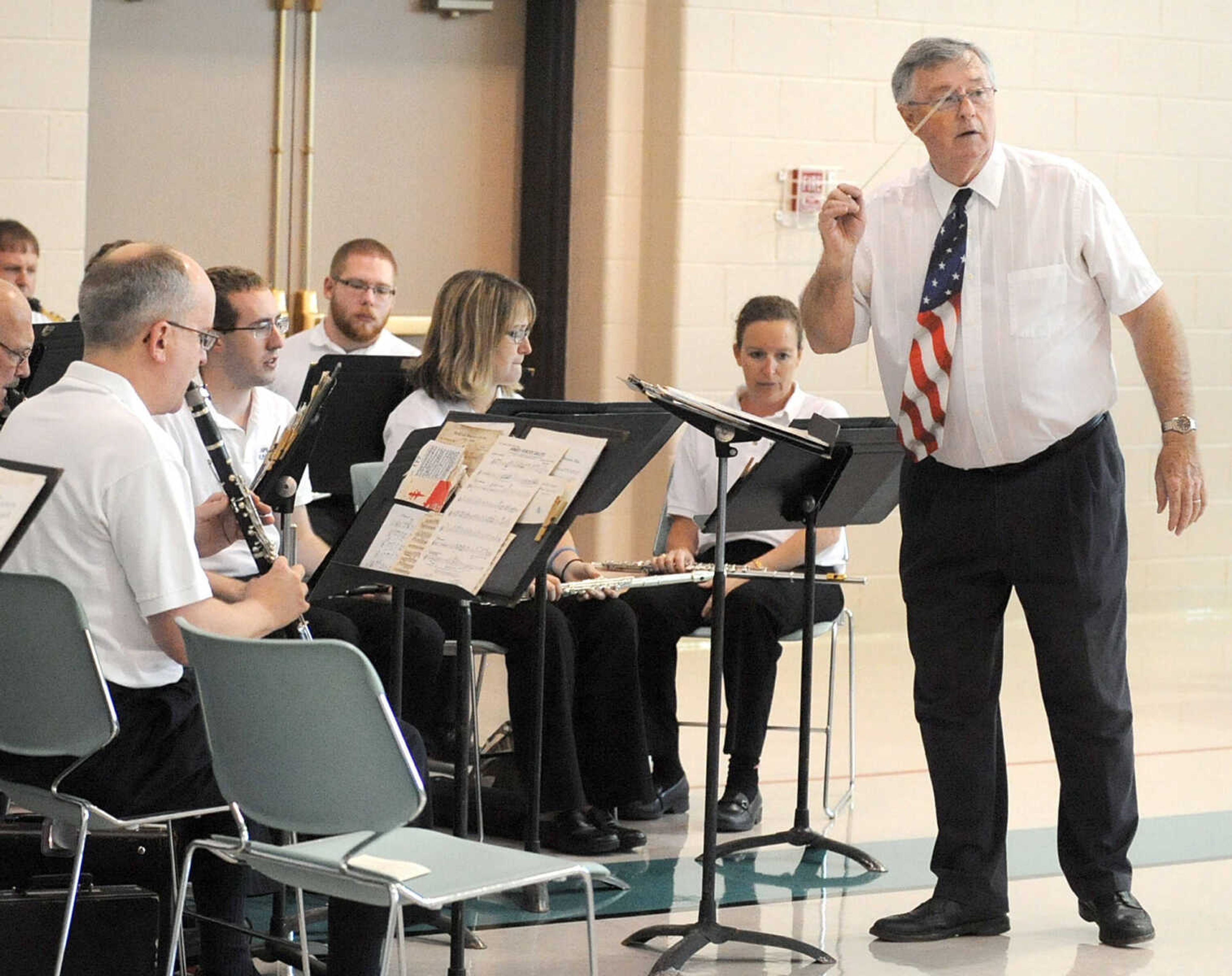 LAURA SIMON ~ lsimon@semissourian.com
The Cape Girardeau Municipal Band performs Monday, May 28, 2012 during the Joint Veterans Council Memorial Service at the Osage Centre in Cape Girardeau.