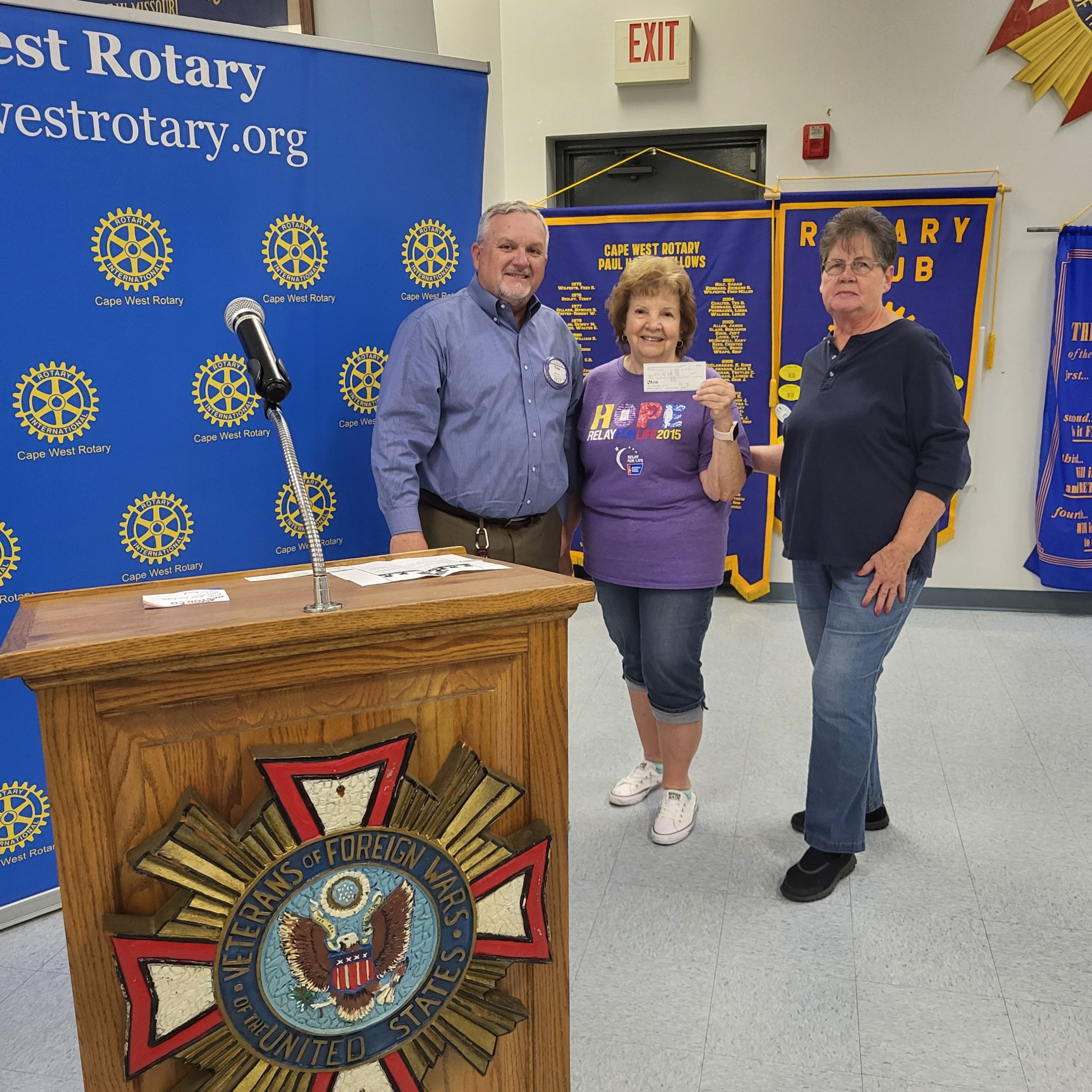 West Rotary donated to Buddy Poppy Fund. Pictured left to right Jim Bryant, Wanda Choate, Gloria Crites.