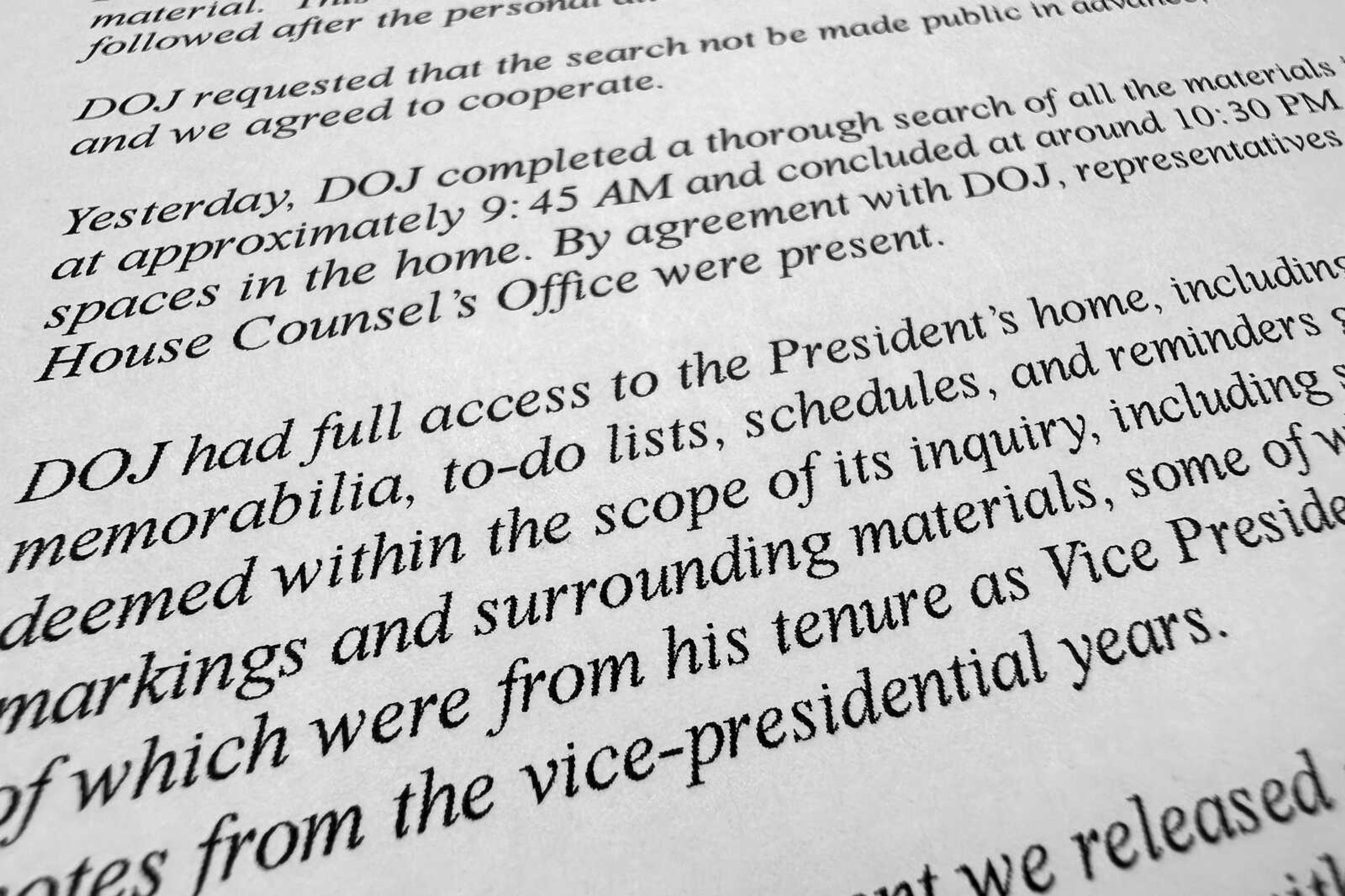 The statement by President Joe Biden's personal attorney Bob Bauer is photographed Jan. 21.