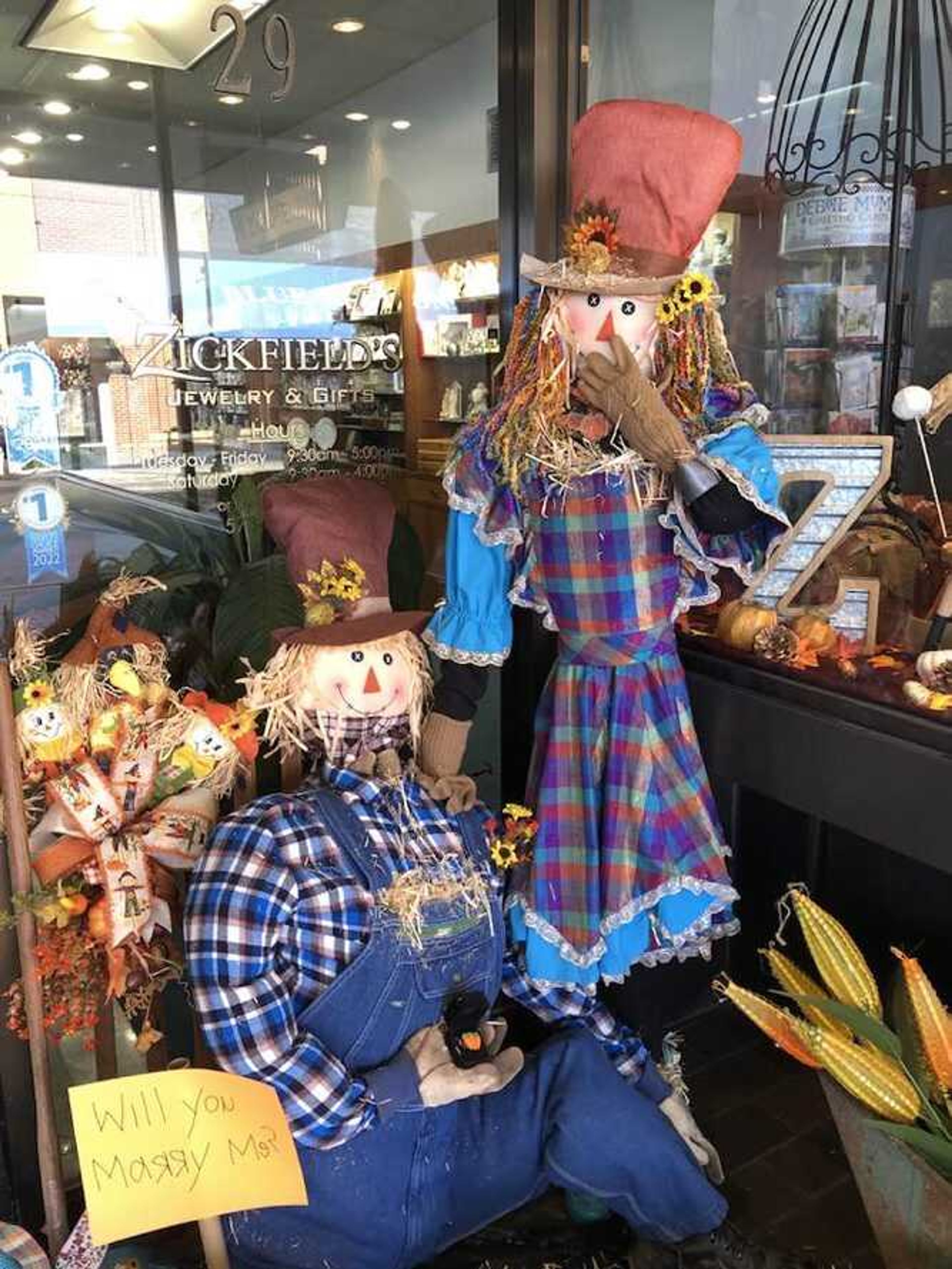 The Zickfield's Jewelry and Gifts display won the inaugural Scarecrow Stroll in 2022. This year, the owners are doing a sequel to their previous scene.