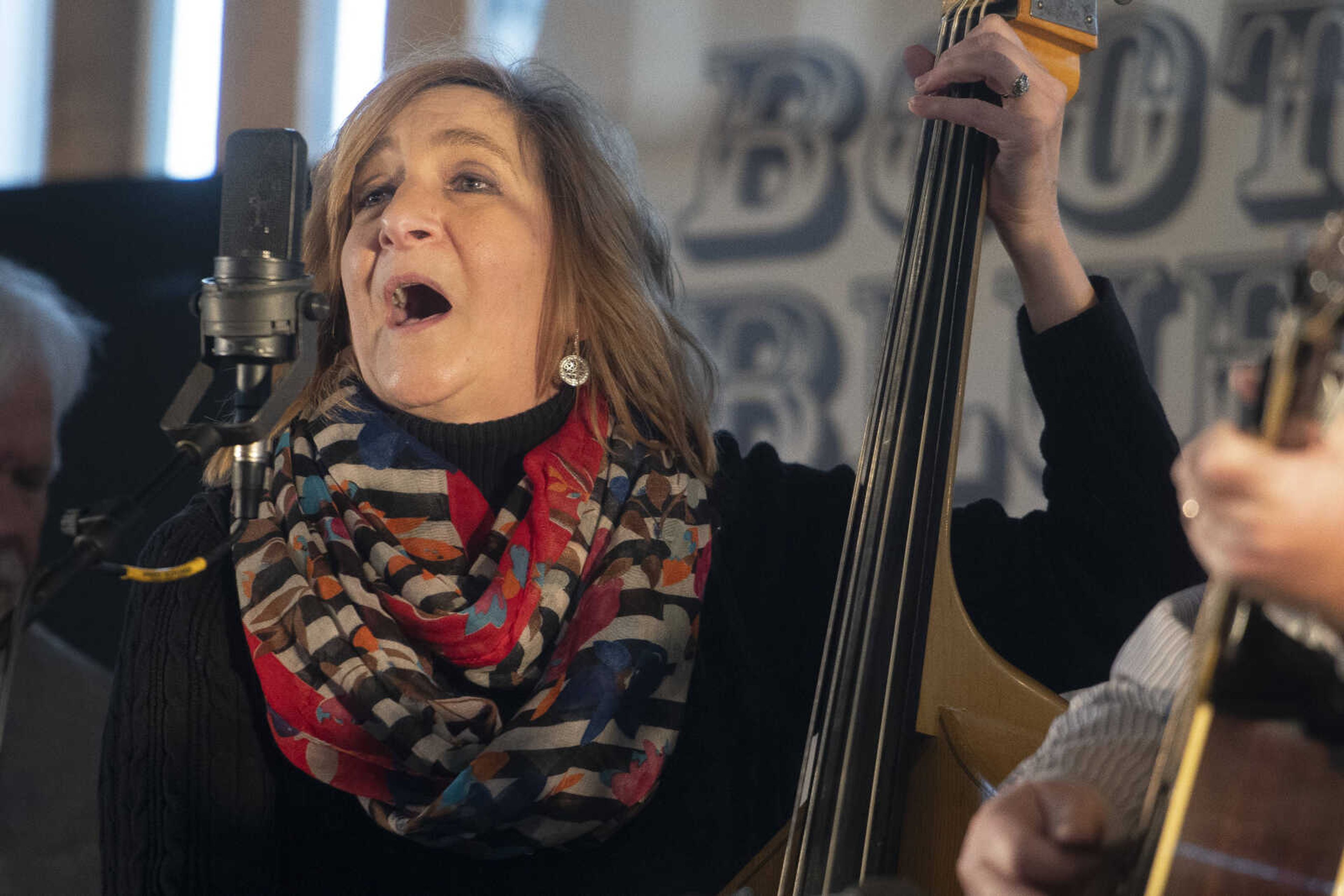 Diane Long of Ozark, Missouri, performs with Possum Trot on Friday, Jan. 24, 2020, during the Bootheel Bluegrass Festival at the Bavarian Halle in Fruitland.