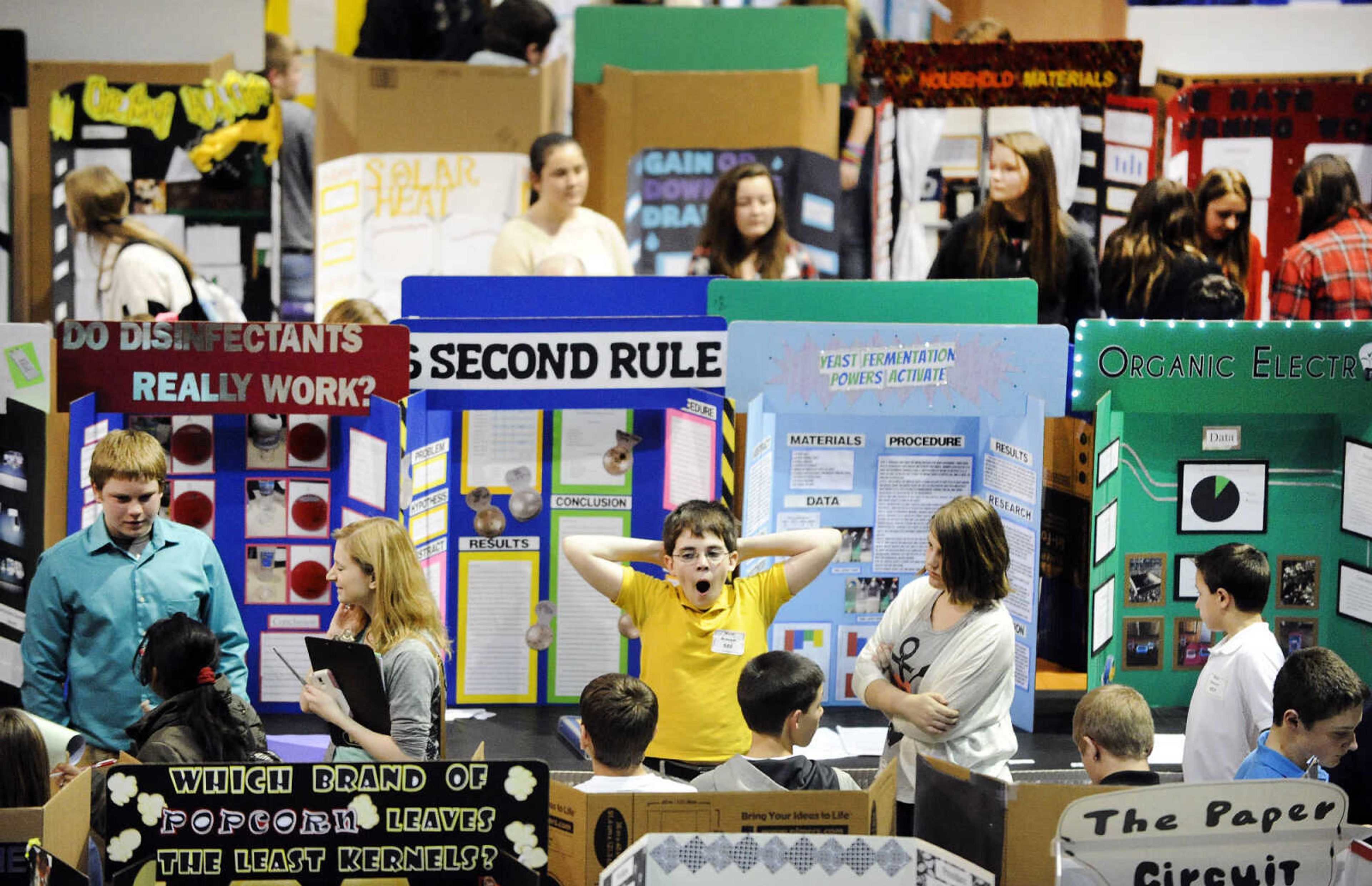 LAURA SIMON ~ lsimon@semissourian.com

Judging commences among the 413 projects and 565 students at the 2016 Southeast Missouri Regional Science Fair, Tuesday, March 8, 2016, at the Show Me Center in Cape Girardeau.