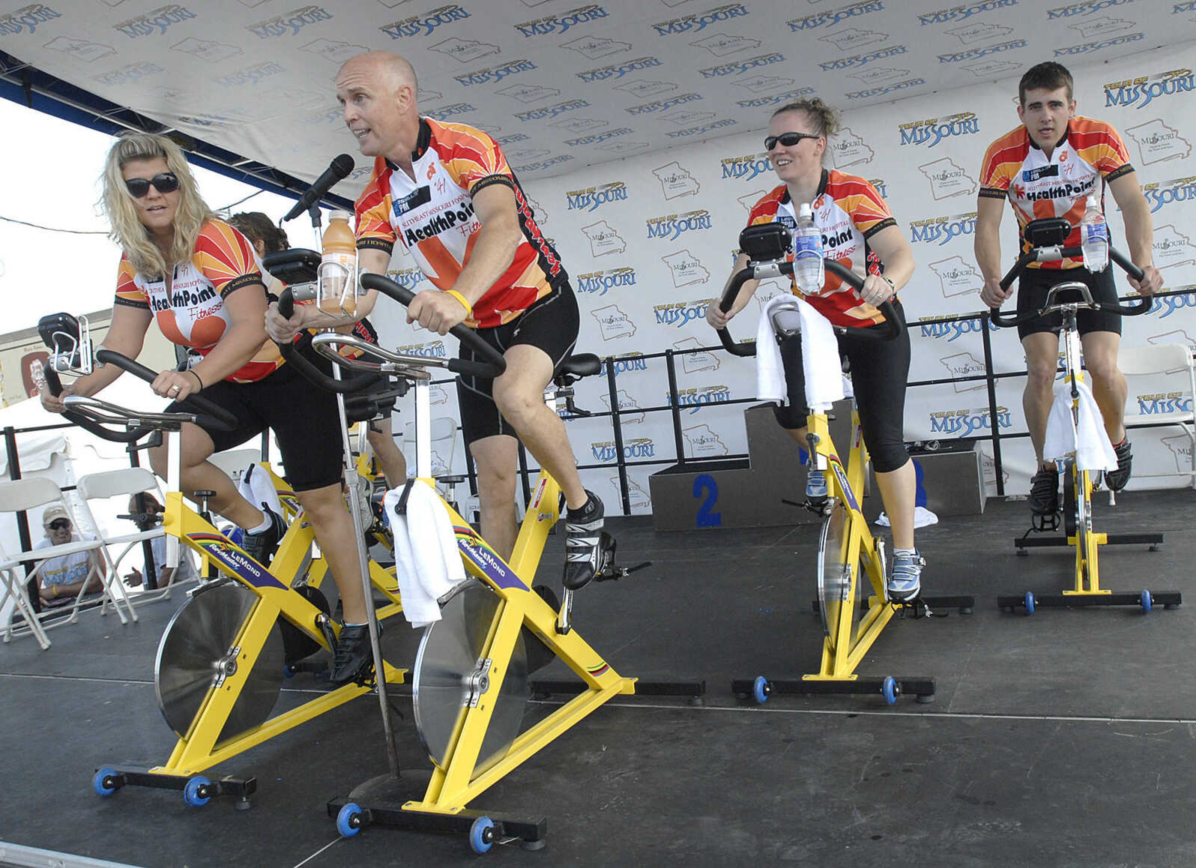 FRED LYNCH ~ flynch@semissourian.com
A demonstration by HealthPoint Fitness with Southeast Missouri Hospital entertained prior to the finish of the Tour of Missouri.