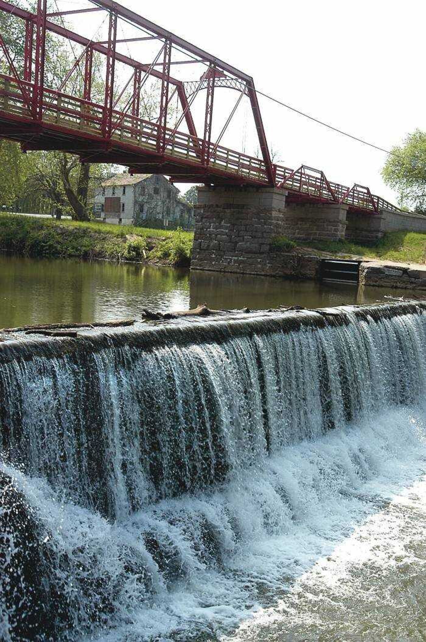 A waterfall on Apple Creek is one of the attractions when visiting the Old Appleton Bridge.