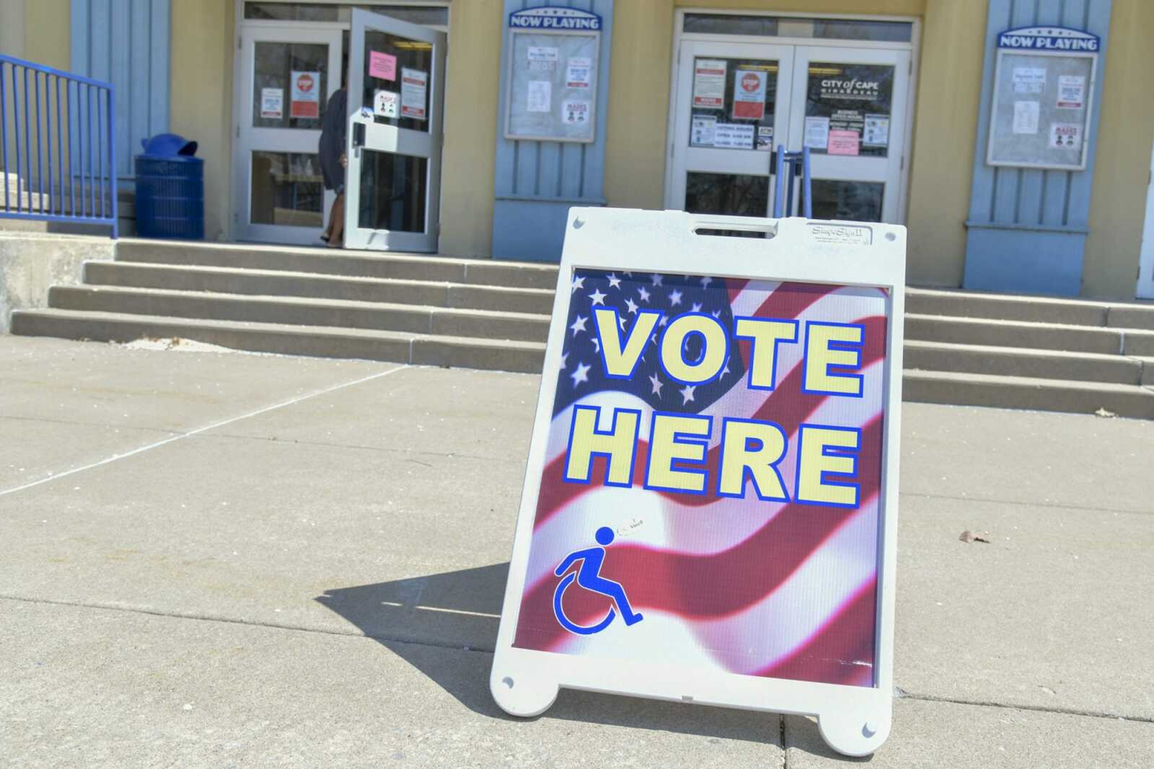 A voter enters the Arena Building April 6 on Election Day in Cape Girardeau.