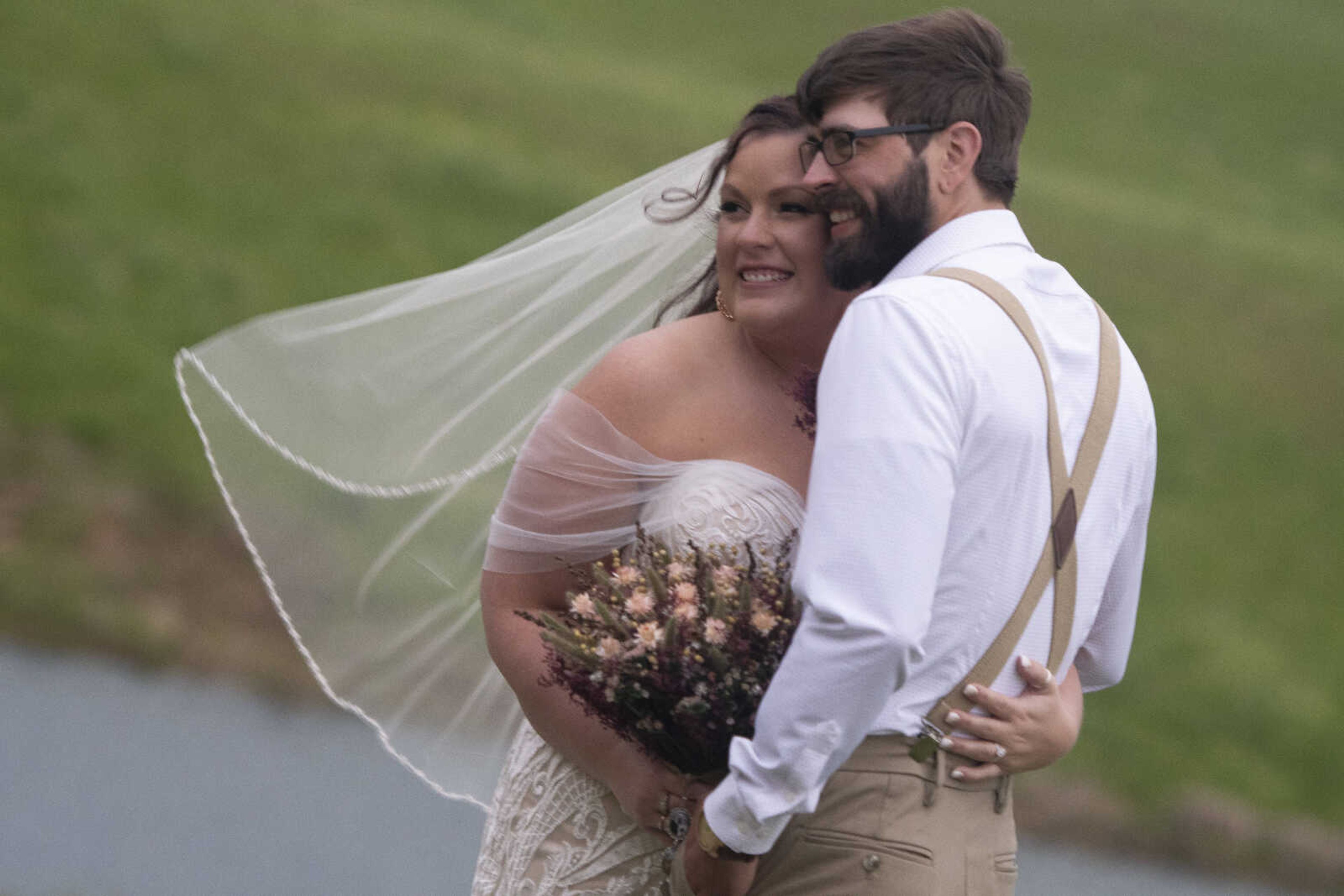 Jenni (Heisserer) Kroenung and Trevor Kroenung have pictures taken by photographer Crockette McColl of Cape Girardeau following their wedding Saturday, April 25, 2020, in Scott County, Missouri.