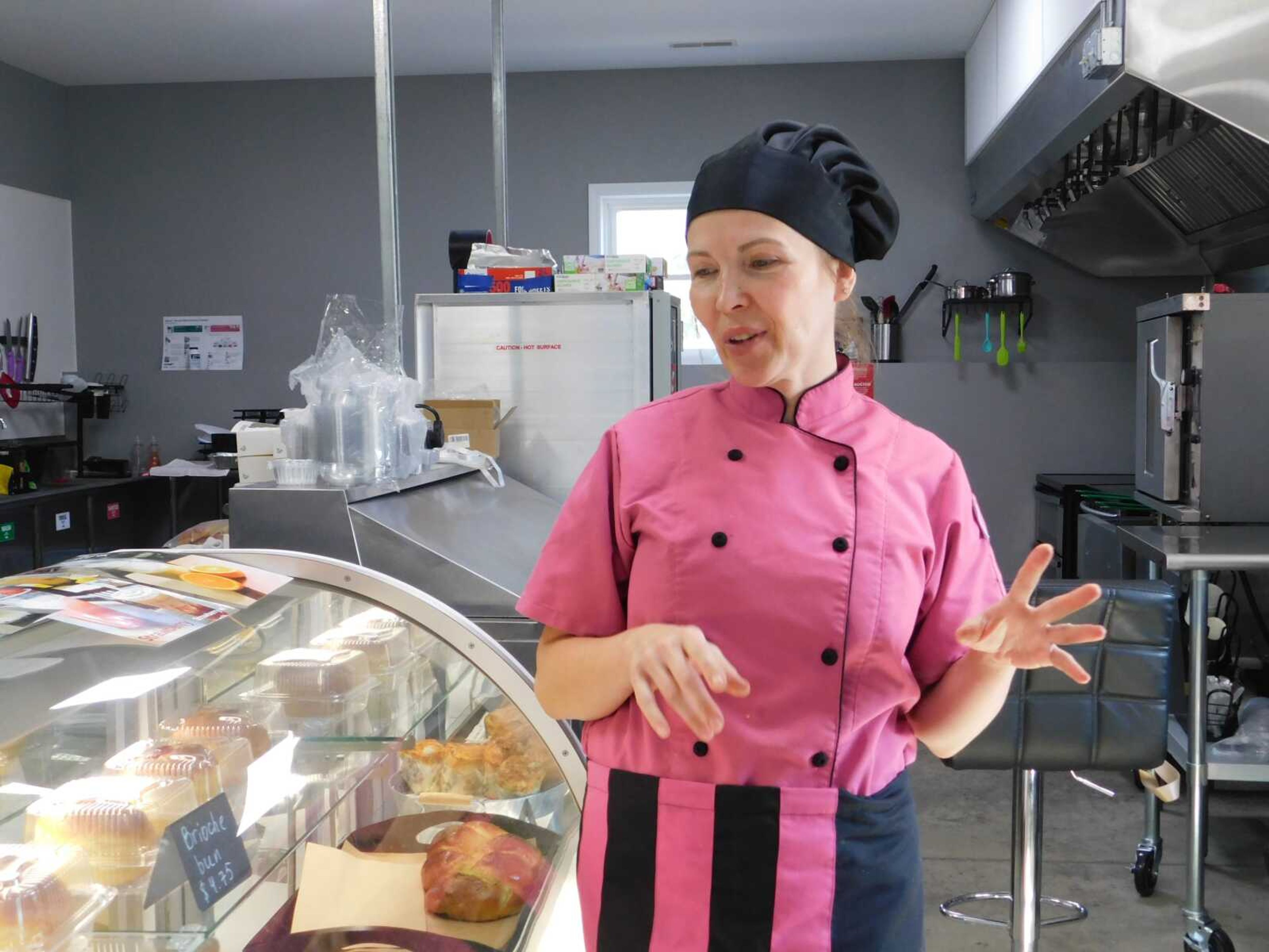 Valeriia Nagornykh describes some of the menu items available at the new Jackson location of Marble Hills Cakes. In particular, its larger square footage allowed her to install new equipment for baking different types of pastries.