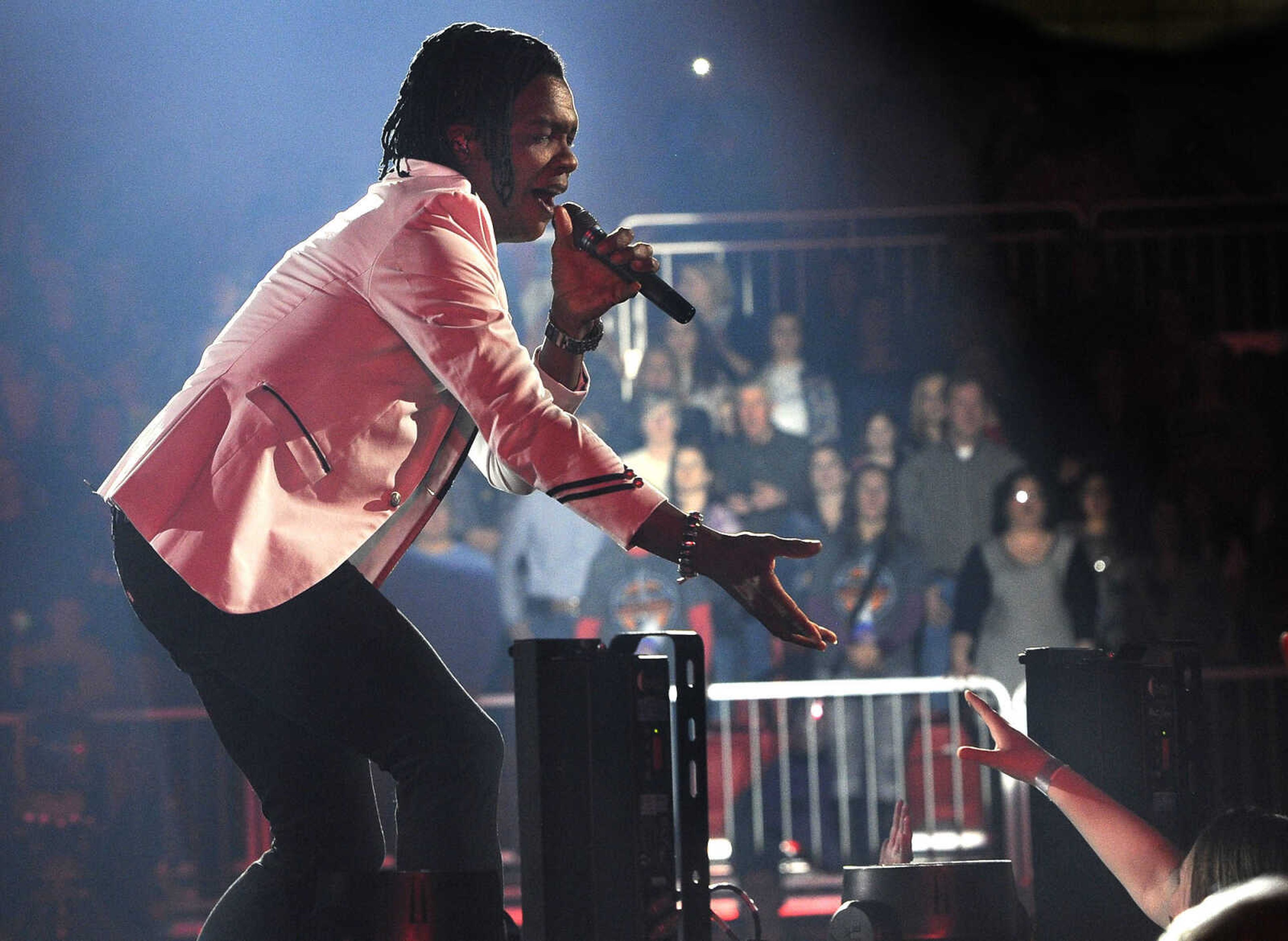 Michael Tait with Newsboys performs during the Rock & Worship Roadshow on Saturday night, Feb. 13, 2016 at the Show Me Center.