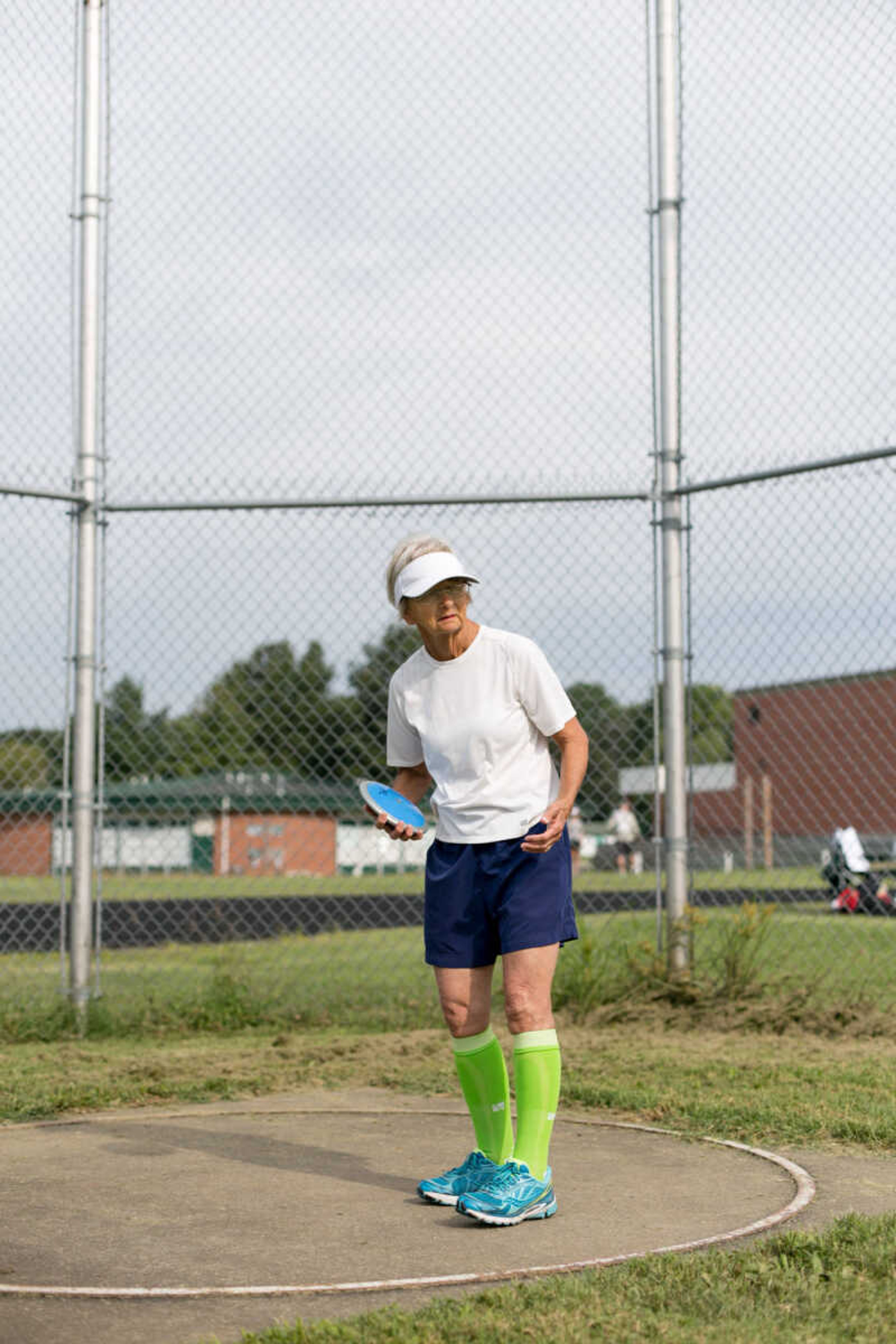 GLENN LANDBERG ~ glandberg@semissourian.com

Mary Morrison looks out over the field before throwing the discus during the track and field events at the Southeast Missouri Senior Games in Perryville, Missouri Saturday, Aug. 22, 2015.