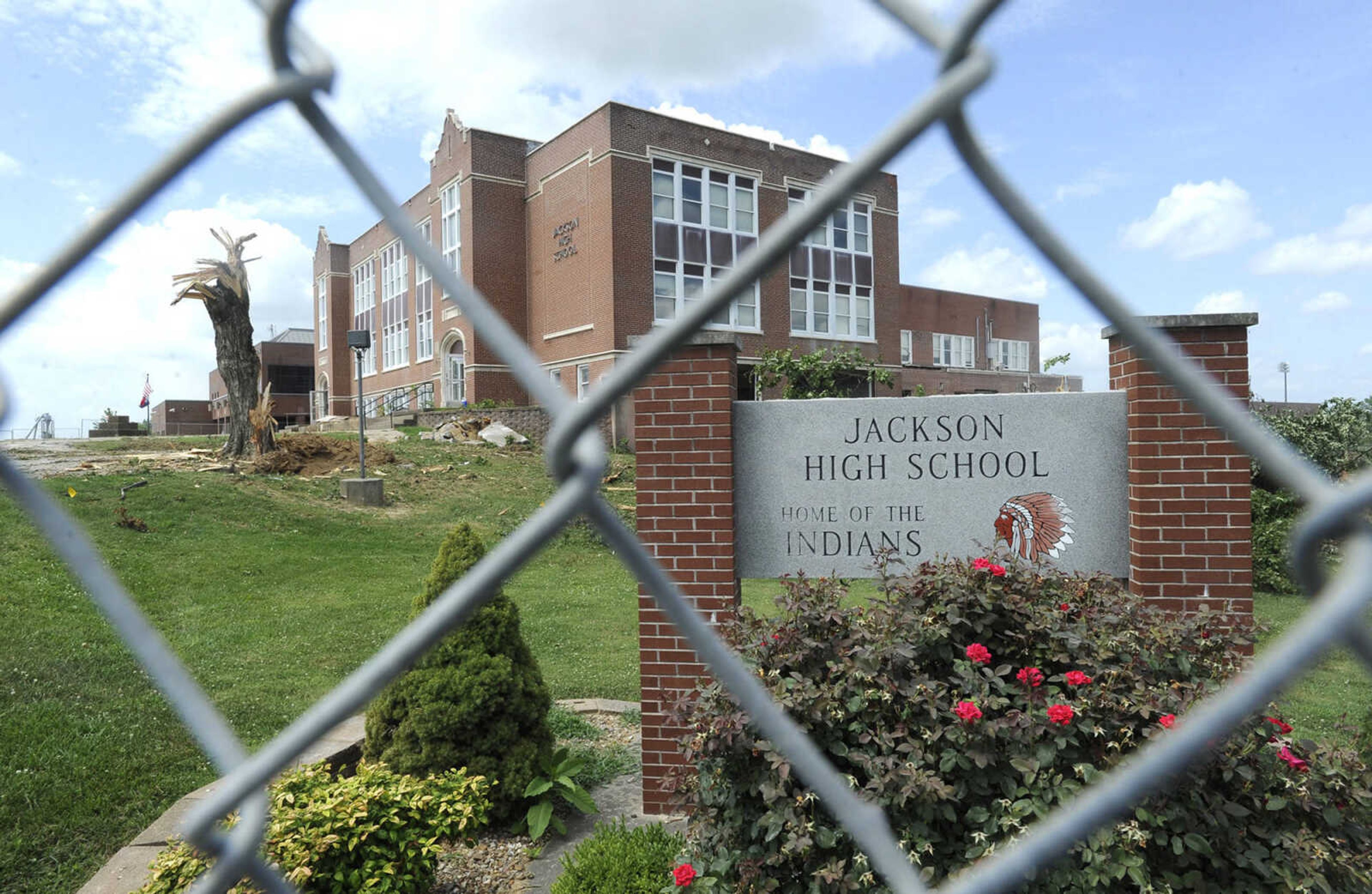 FRED LYNCH ~ flynch@semissourian.com
Demolition of the "Old A" high-school building is underway Wednesday, June 14, 2017 at Jackson High School in Jackson.