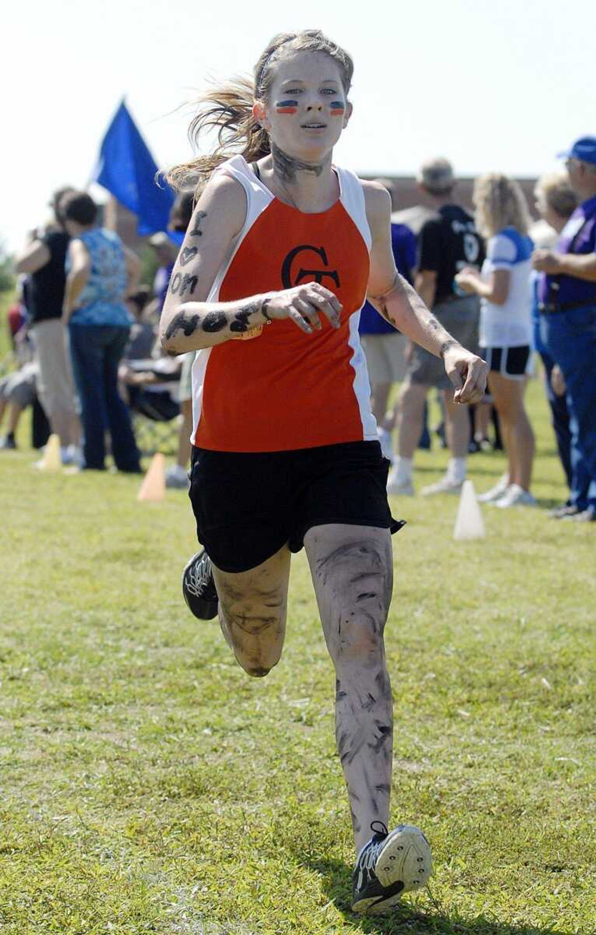 Central's Jordyn Richmond approaches the finish line Saturday.