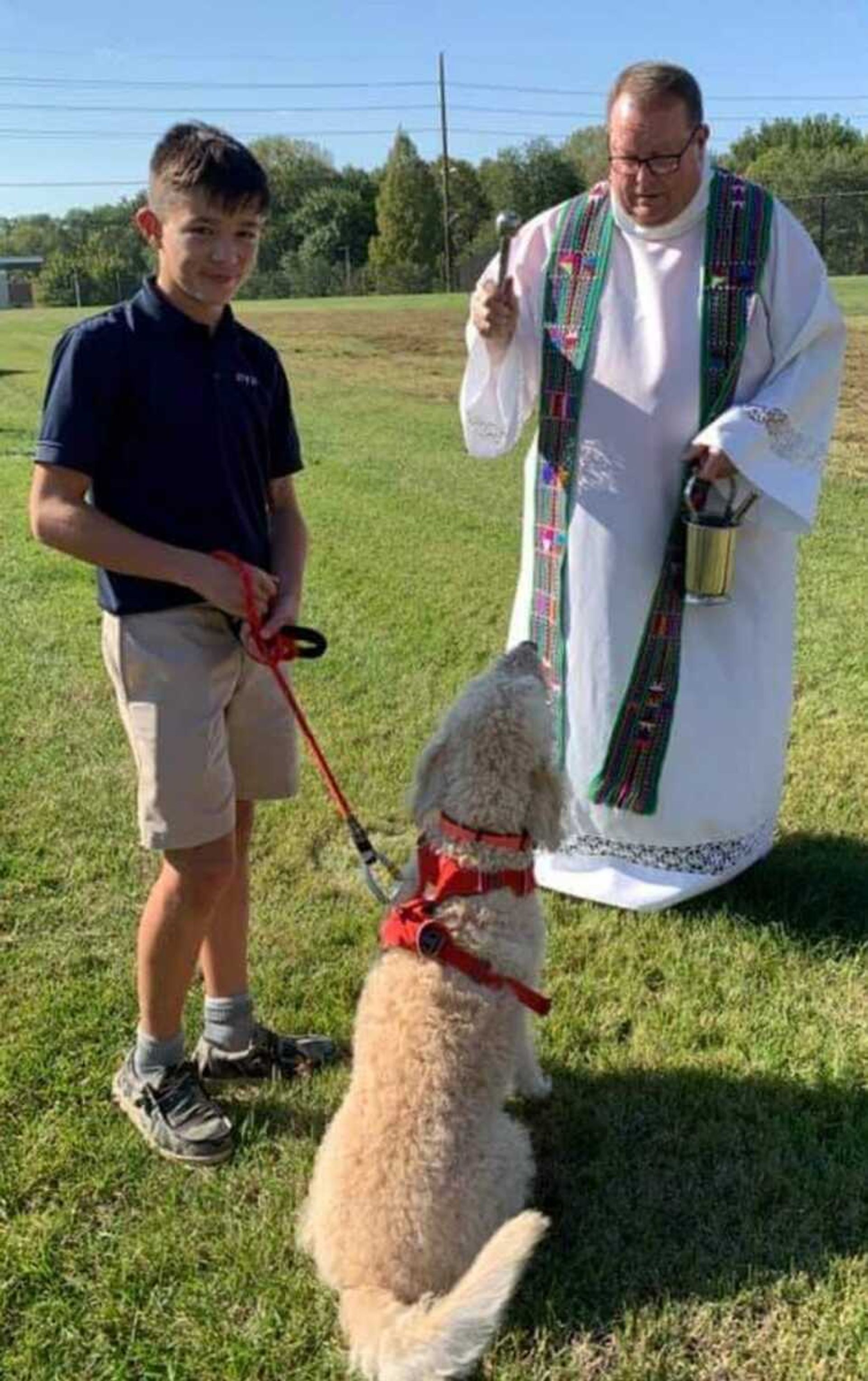 The Rev. Rick Jones of St. Vincent de Paul Catholic Church in Cape Girardeau conducts a Blessing of the Pets on Oct. 4, 2021.