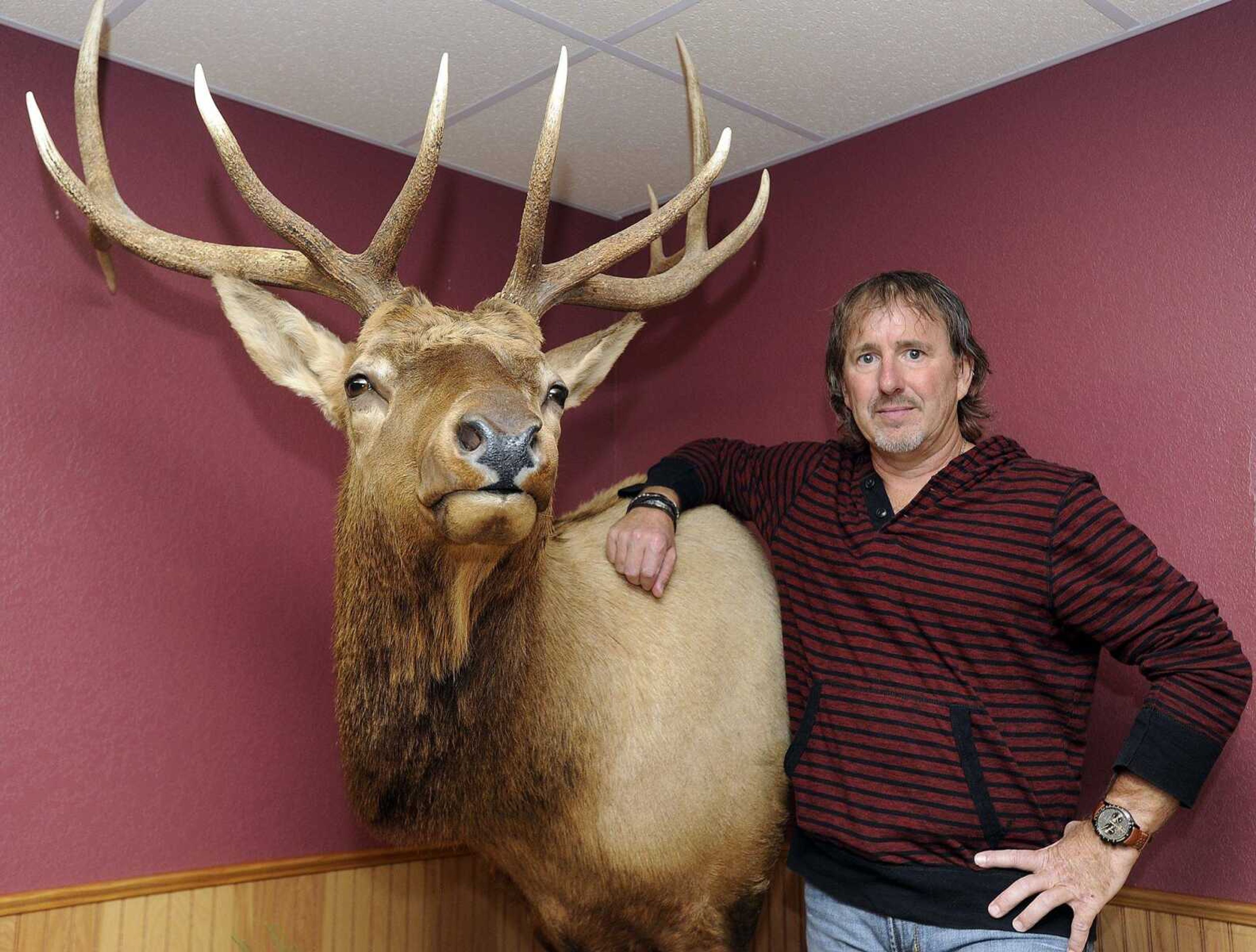 Jeff Bollinger shows the 6x6, or 12-point elk he harvested in central Wyoming near Casper.