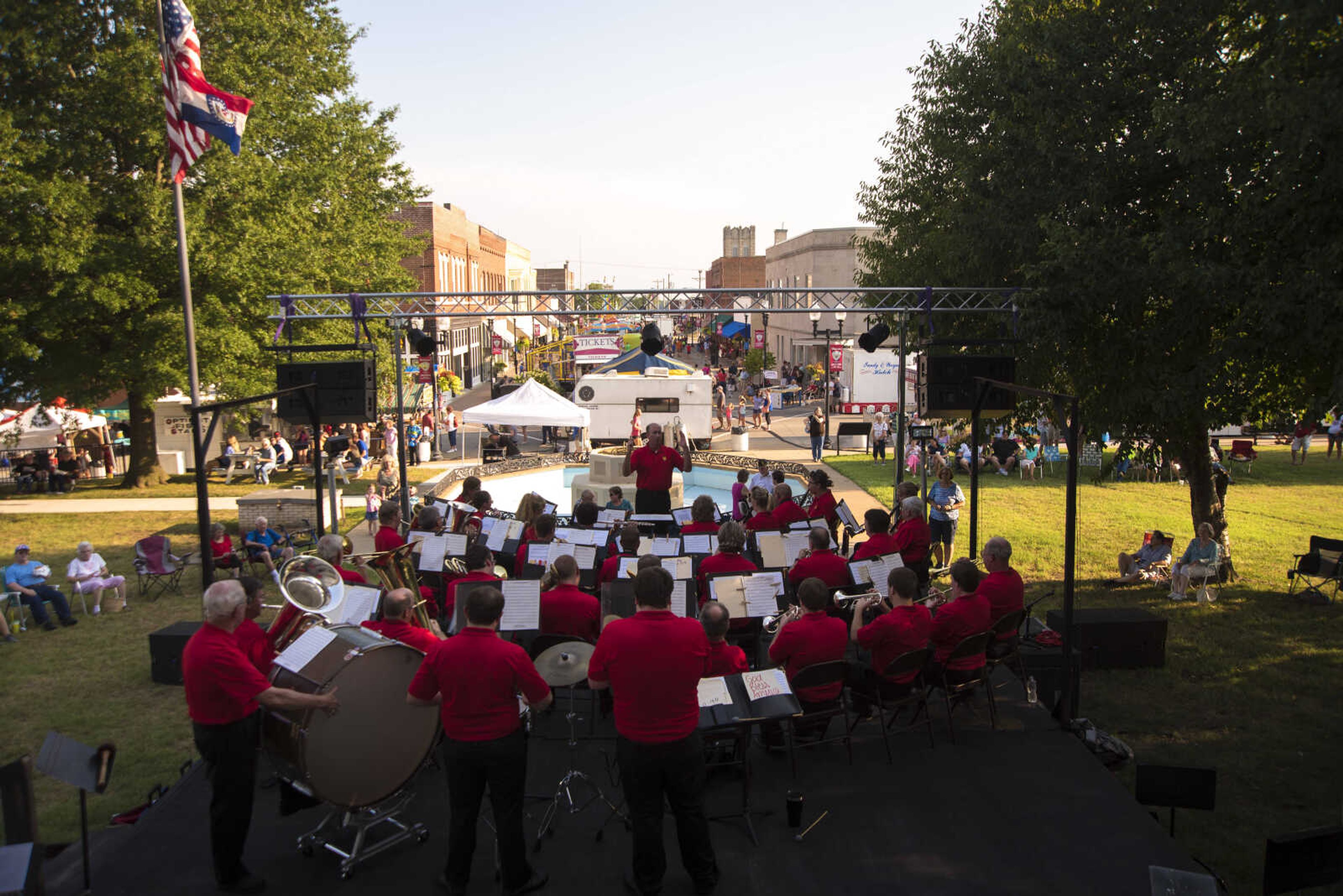 The Jackson Municipal Band performs at the Jackson Homecomers Tuesday, July 25, 2017 in Uptown Jackson.