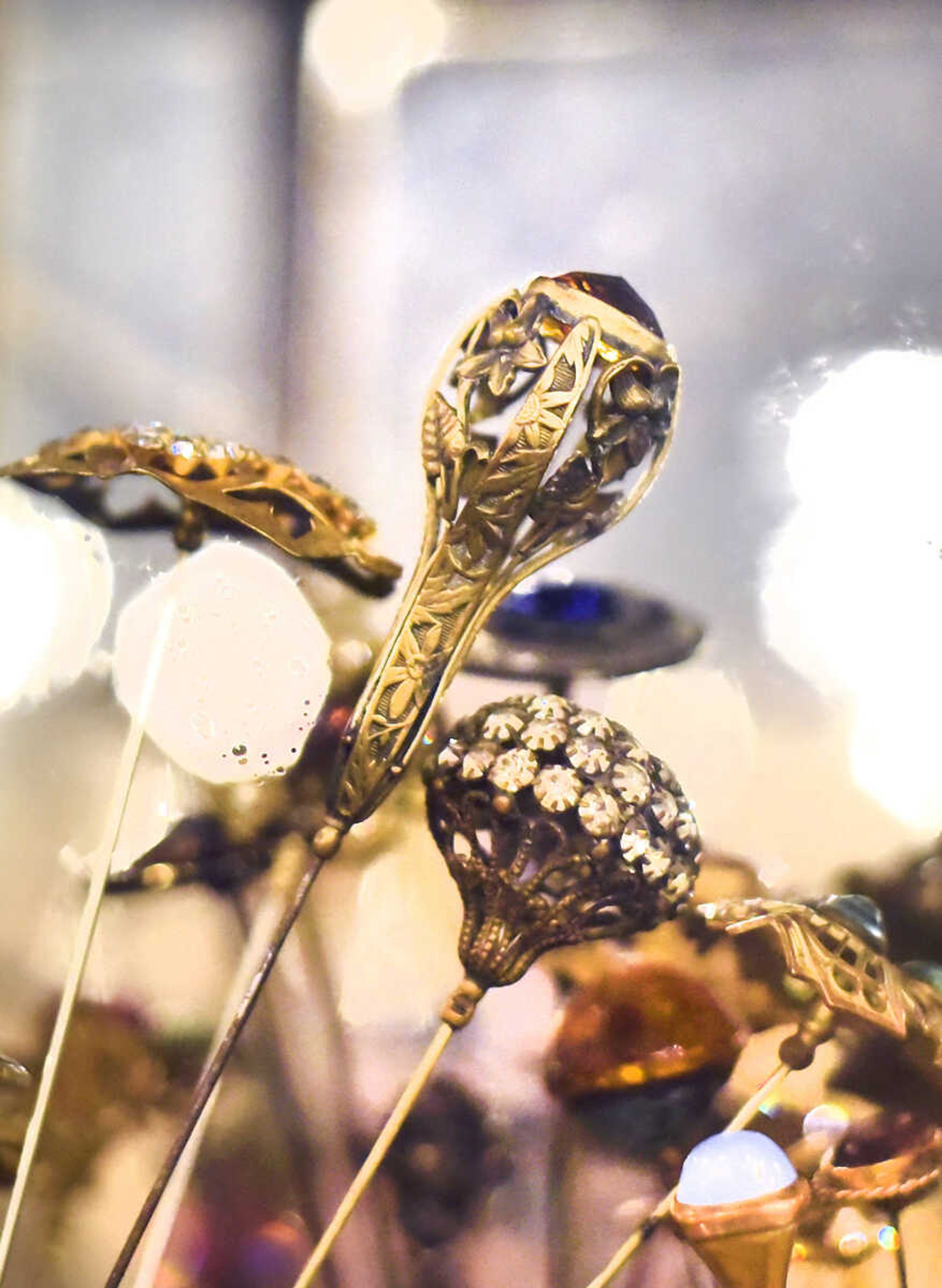 A collection of hat pins are seen inside Fat Chance General Store in Cape Girardeau County.