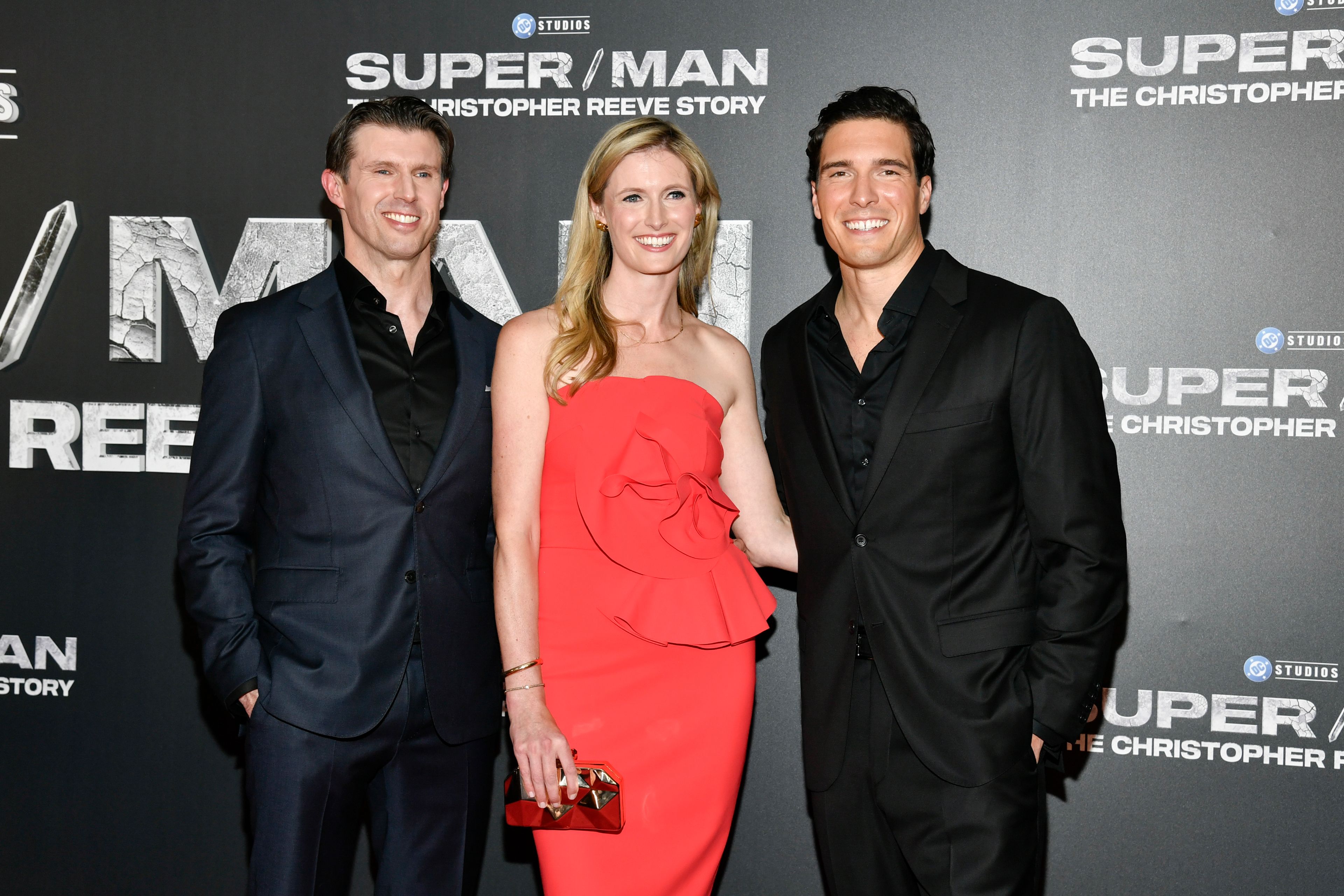 FILE - Matthew Reeve, from left, Alexandra Reeve Givens, and Will Reeve, children of the late actor Christopher Reeve, appear at the premiere of "Super/Man: The Christopher Reeve Story" at the Museum of Modern Art in New York on Sept. 18, 2024. (Photo by Evan Agostini/Invision/AP, File)