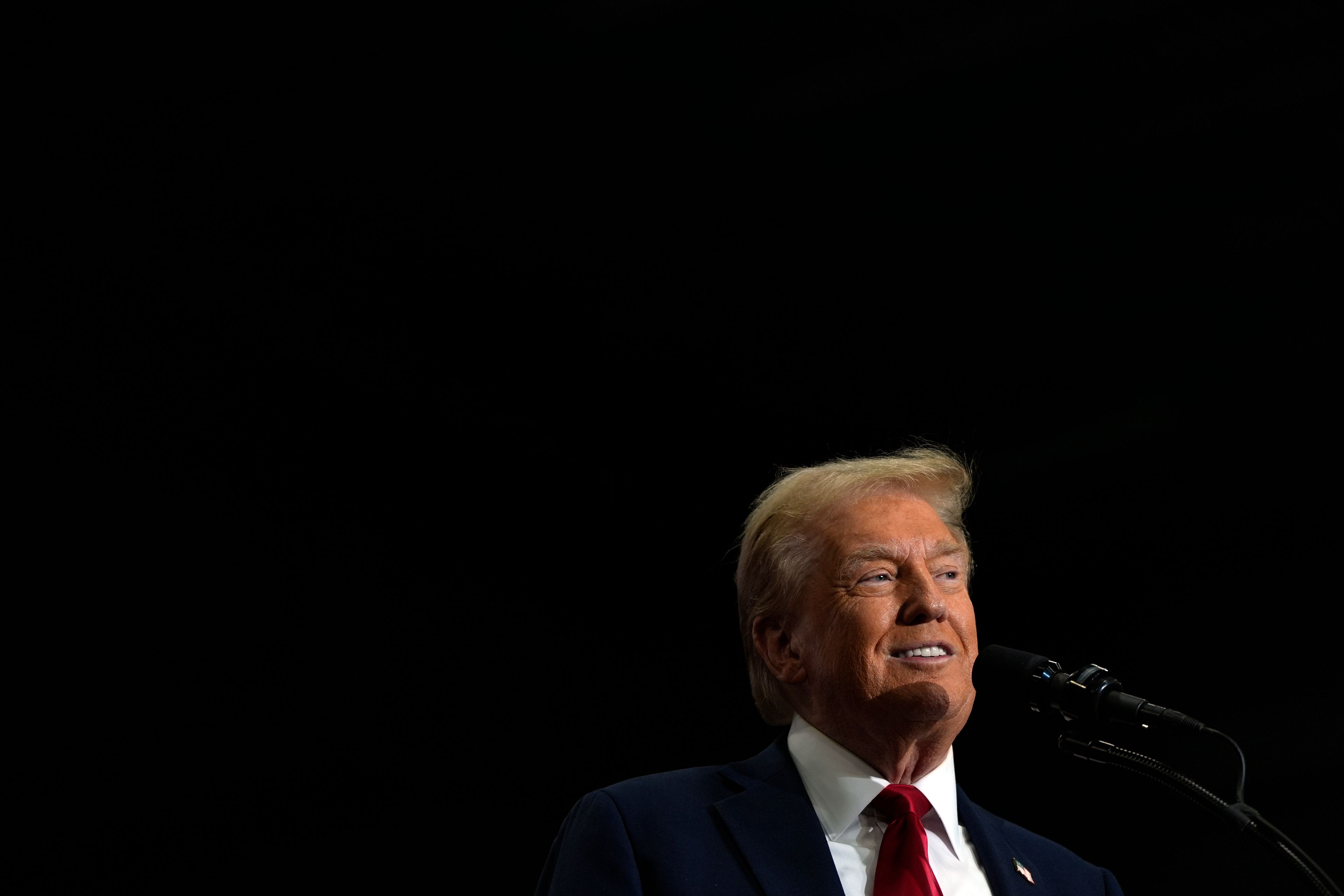 Republican presidential nominee former President Donald Trump speaks at a campaign rally at Riverfront Sports, Wednesday, Oct. 9, 2024, in Scranton, Pa. (AP Photo/Julia Demaree Nikhinson)