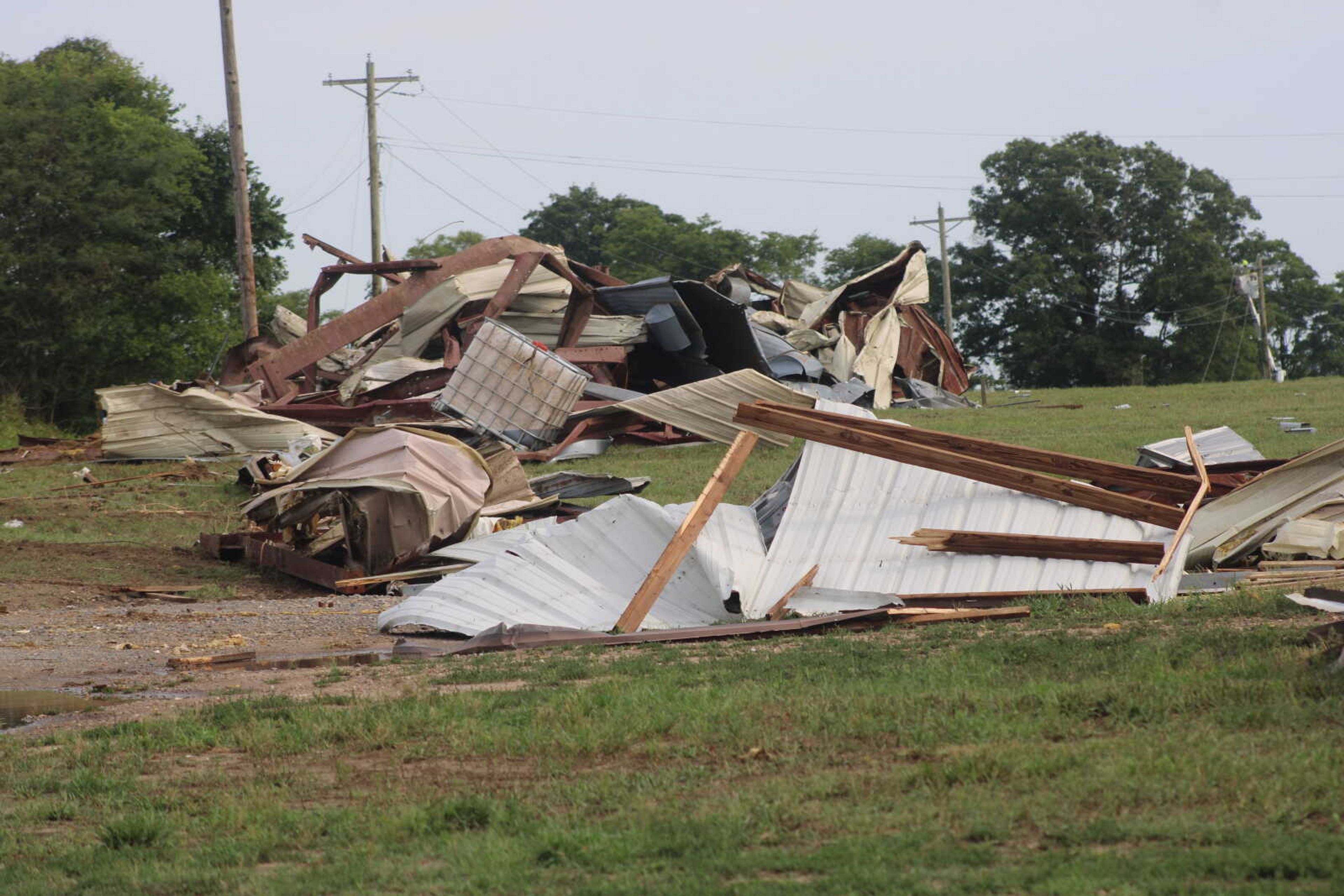 Damage from storm at the intersection of Hwy O and CR 532