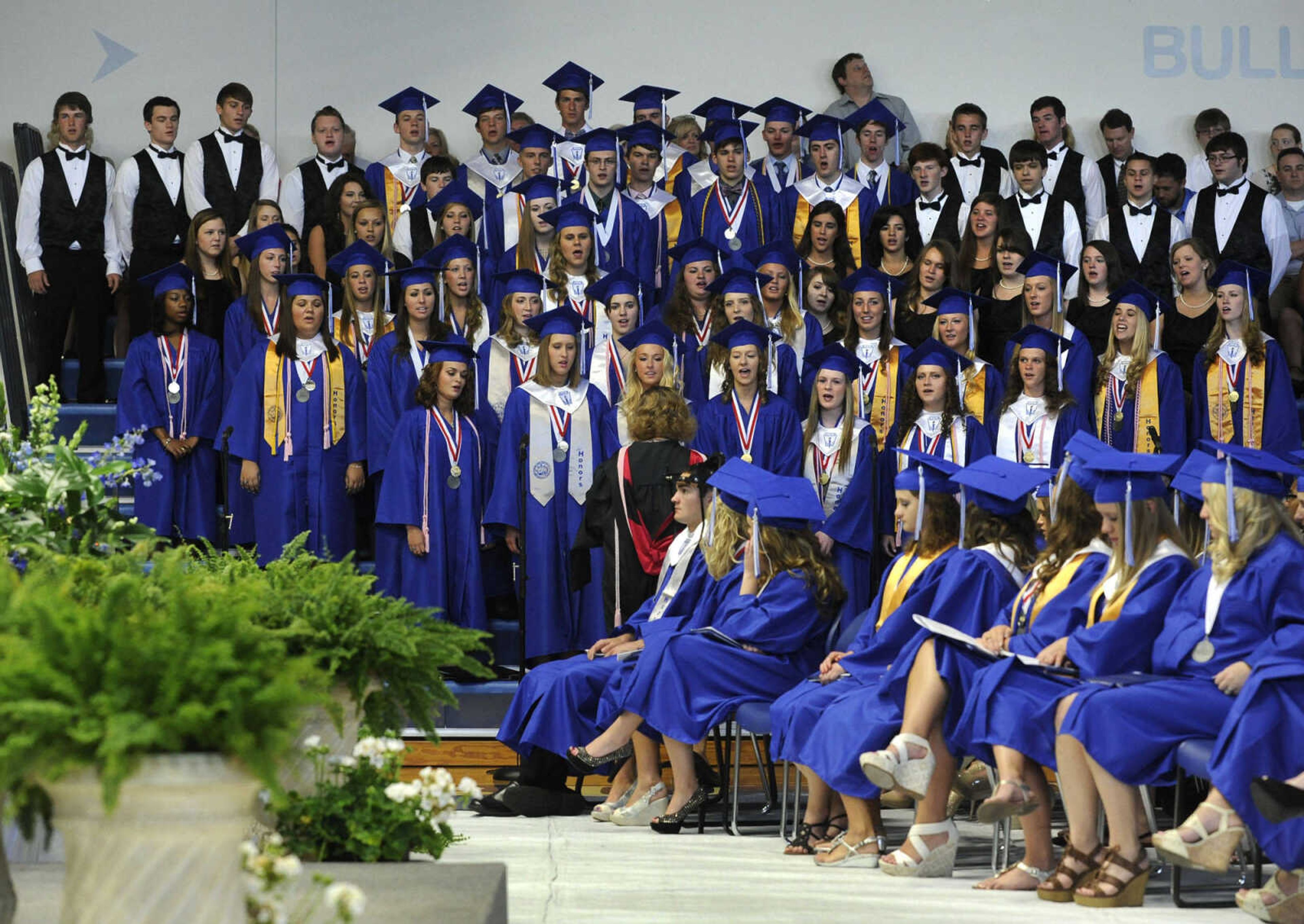 The Notre Dame Regional High School Concert Choir sings "Alma Mater" during commencement Sunday, May 18, 2014.