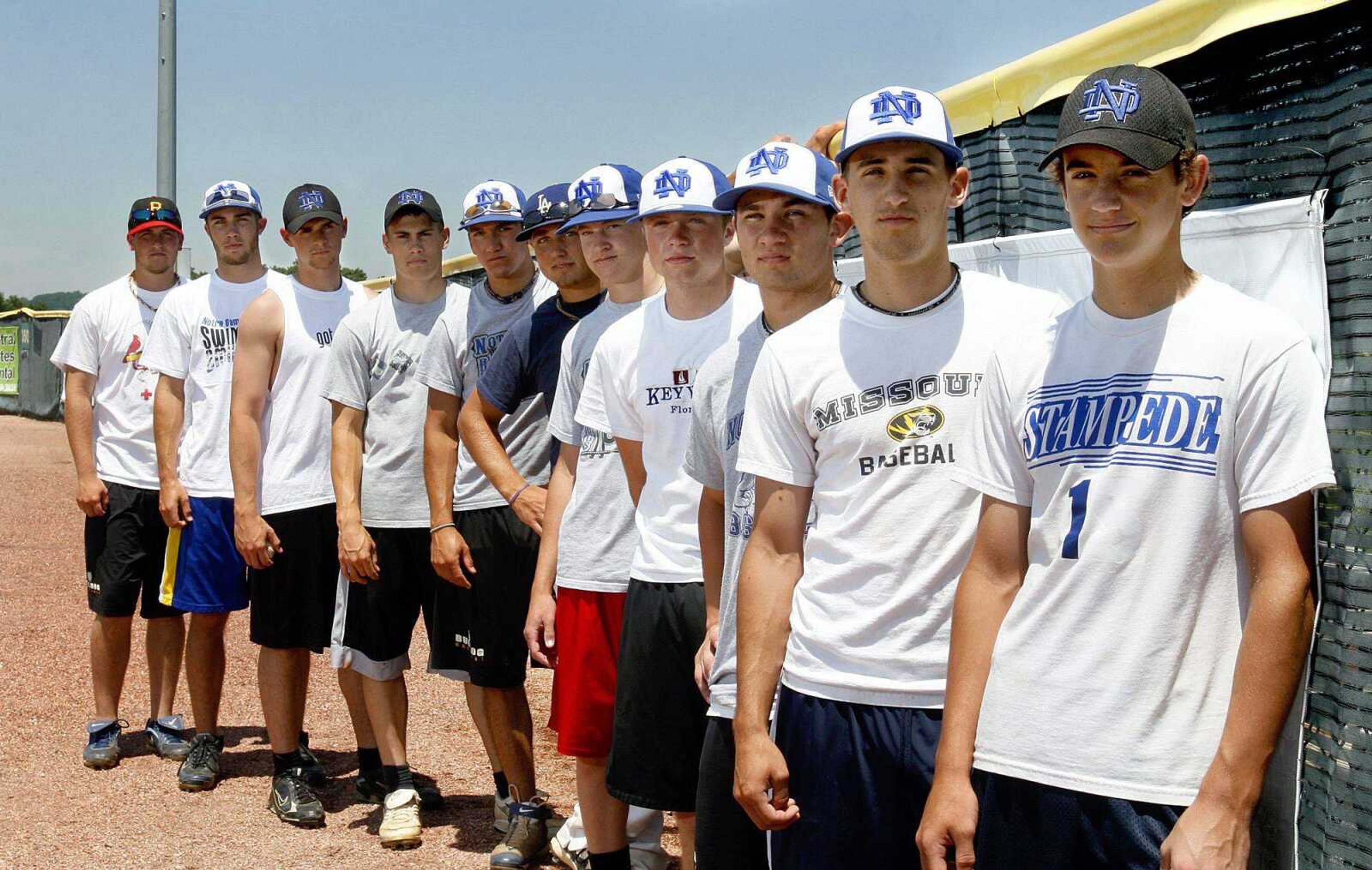 Many members of the Notre Dame baseball team have a long commute to school from places such as Charleston, Sikeston, Oran, Benton and Kelso. (Elizabeth Dodd)