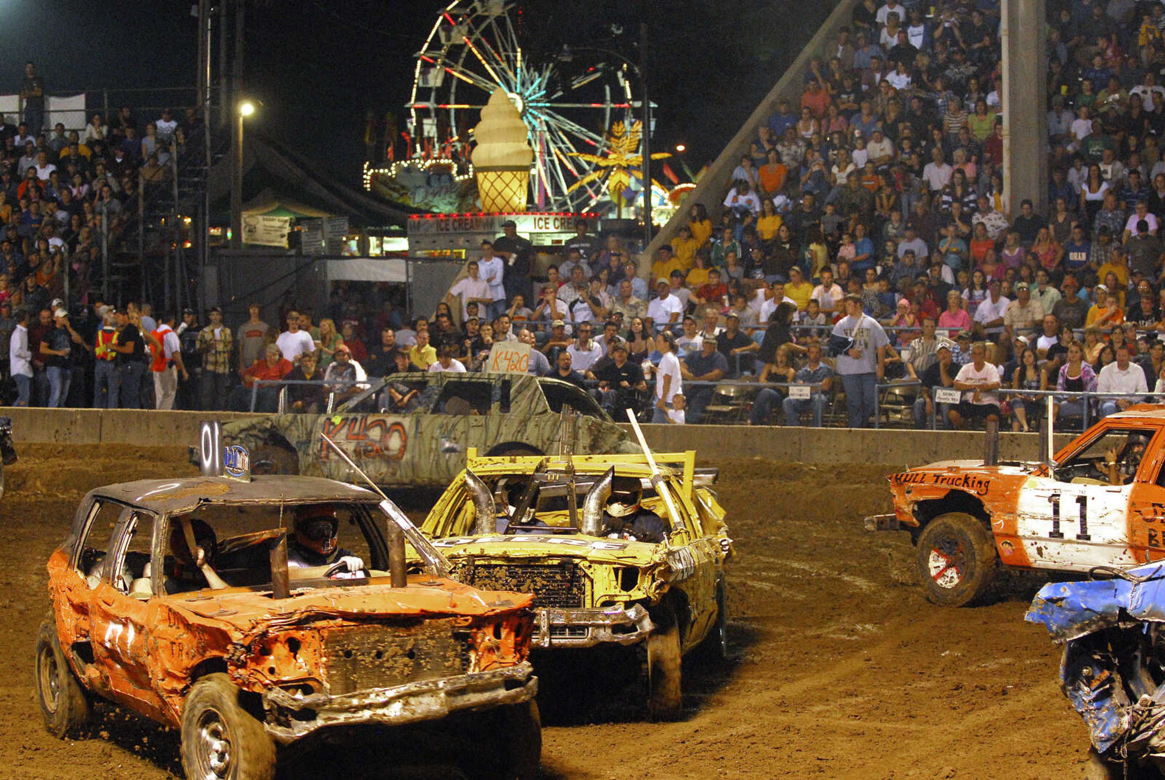 LAURA SIMON~lsimon@semissourian.com
The The grandstand at Arena Park was sold out for the Dual Demolition Derby Tuesday, September 14, 2010 during the 155th Annual SEMO DIstrict Fair.LAURA SIMON~lsimon@semissourian.com
The dual demolition derby at the 155th Annual SEMO District Fair Tuesday, September 14, 2010.