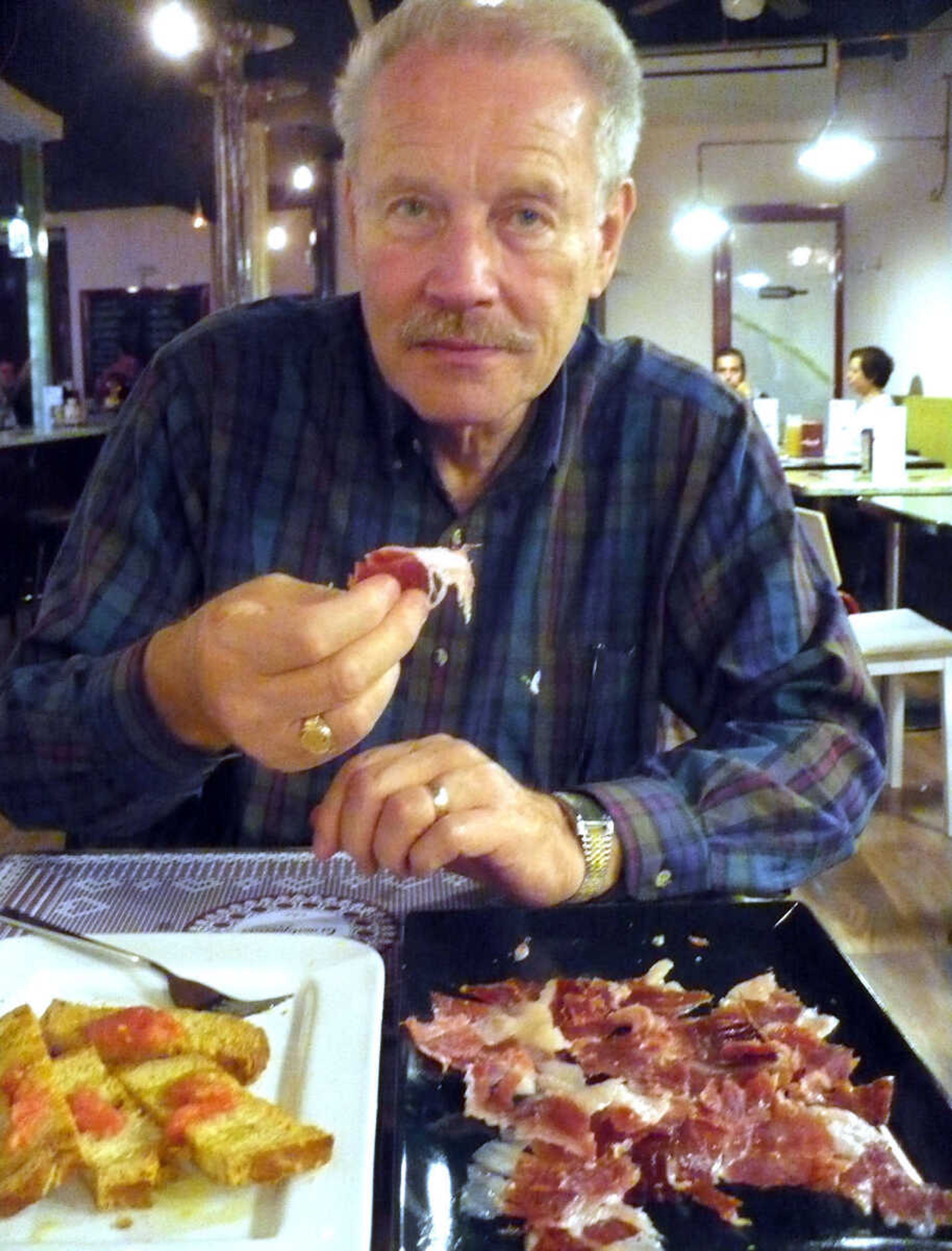 Tom Harte hams it up in Spain with some of the best ham in the world.