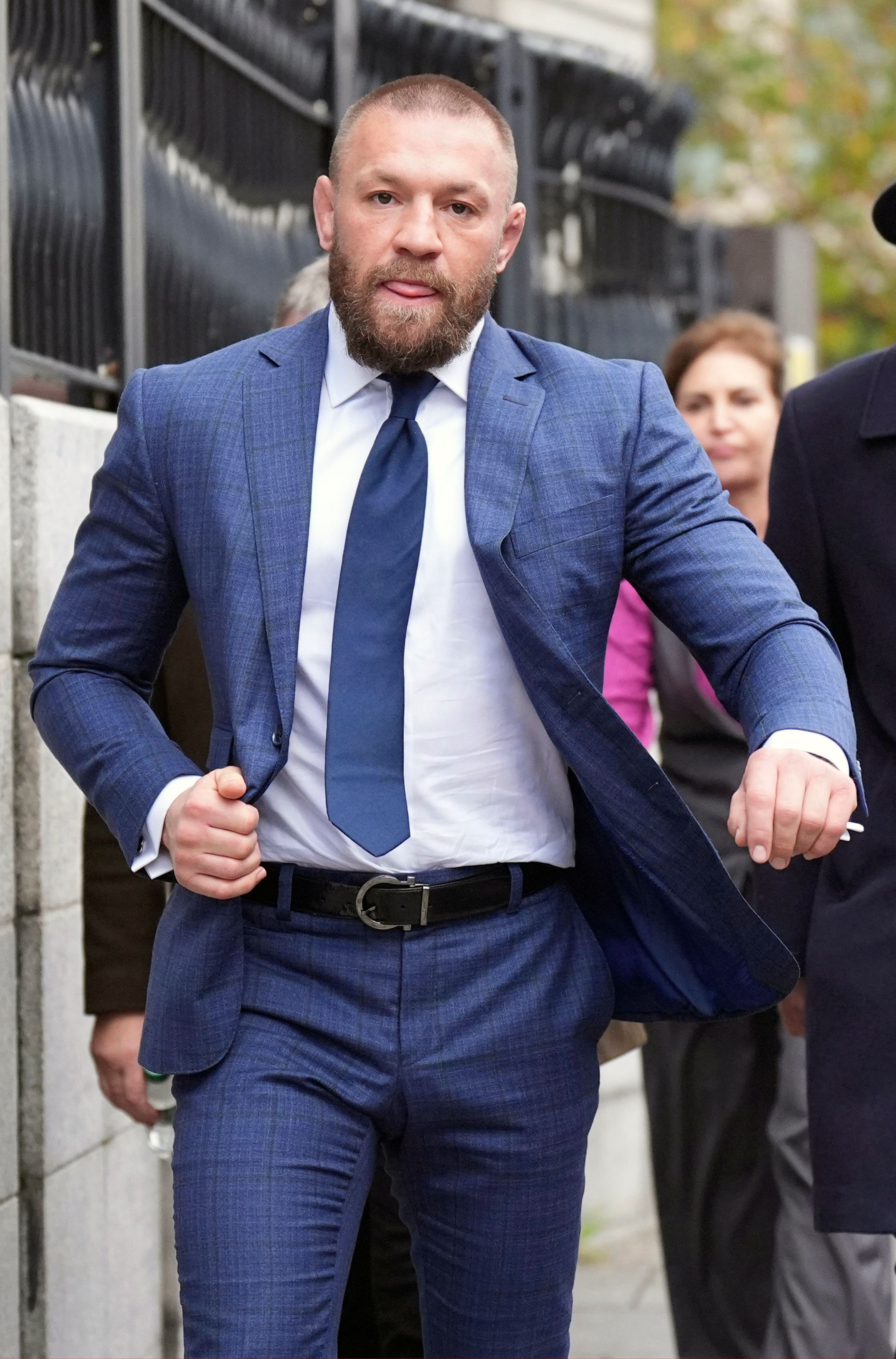 Conor McGregor outside High Court in Dublin, Ireland Tuesday, Nov. 5, 2024. (Niall Carson/PA via AP)