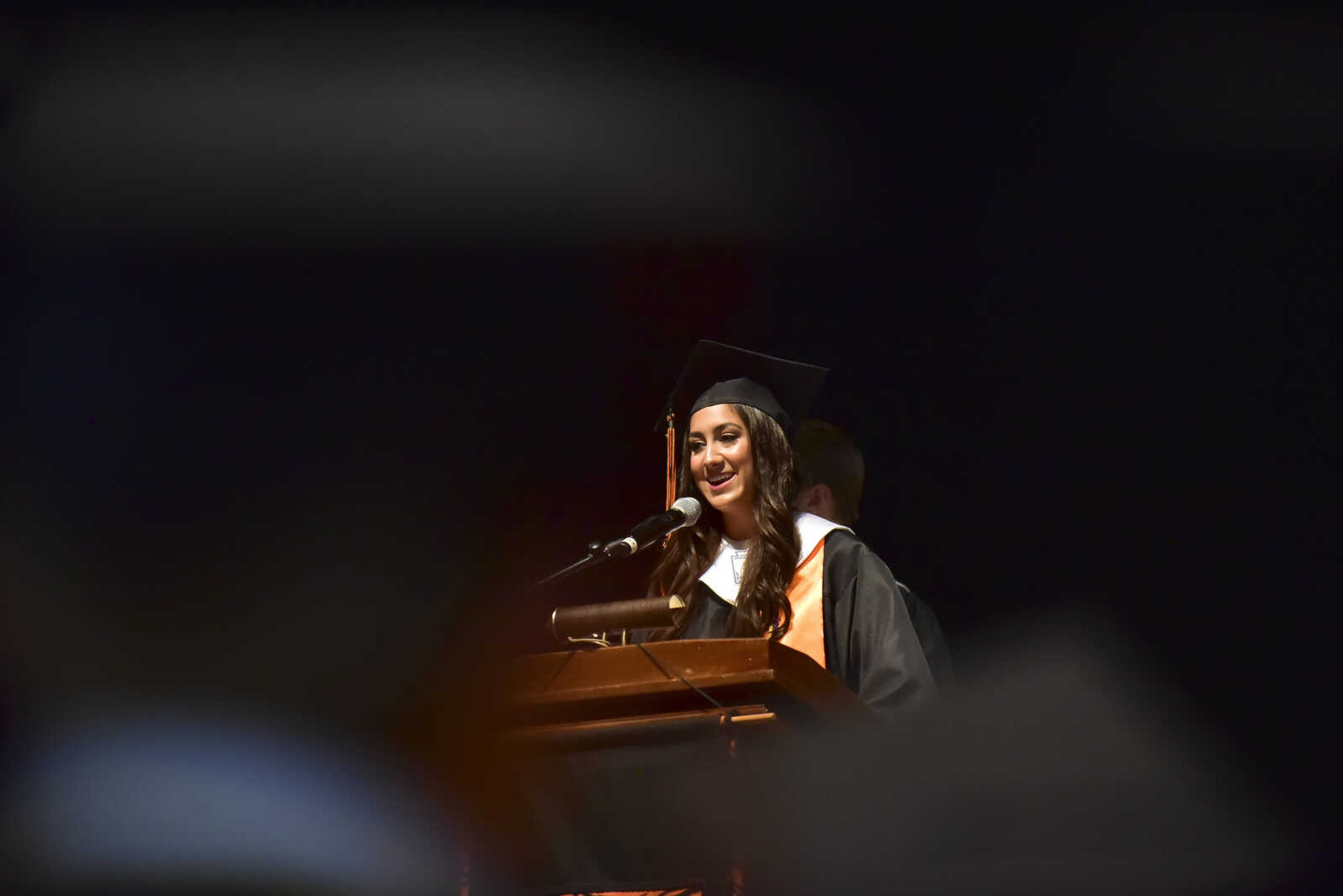 Caroline Rollins speaks during Cape Girardeau Central High School graduation Sunday, May 14, 2017at the Show Me Center in Cape Girardeau.