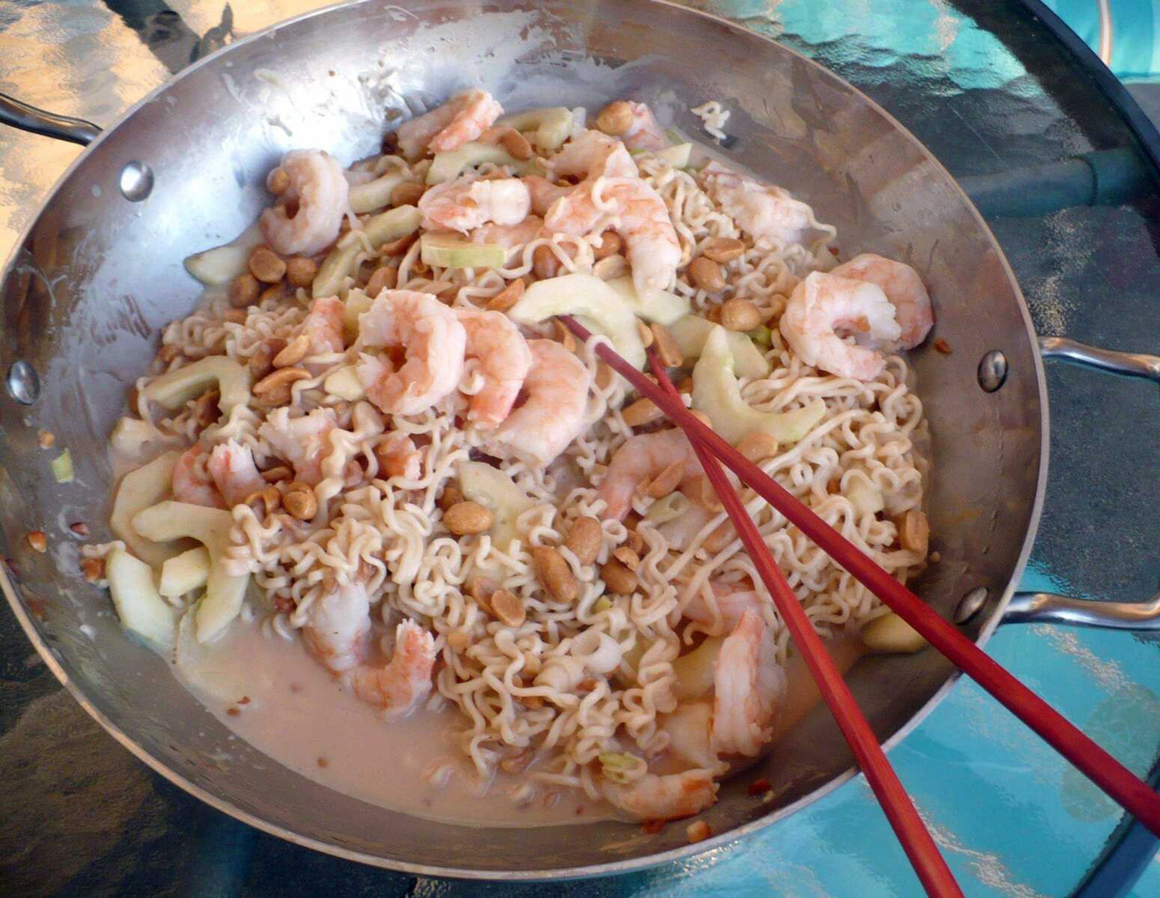 The addition of shrimp, coconut milk and other ingredients can elevate mere ramen noodles to nearly gourmet status. (TOM HARTE)