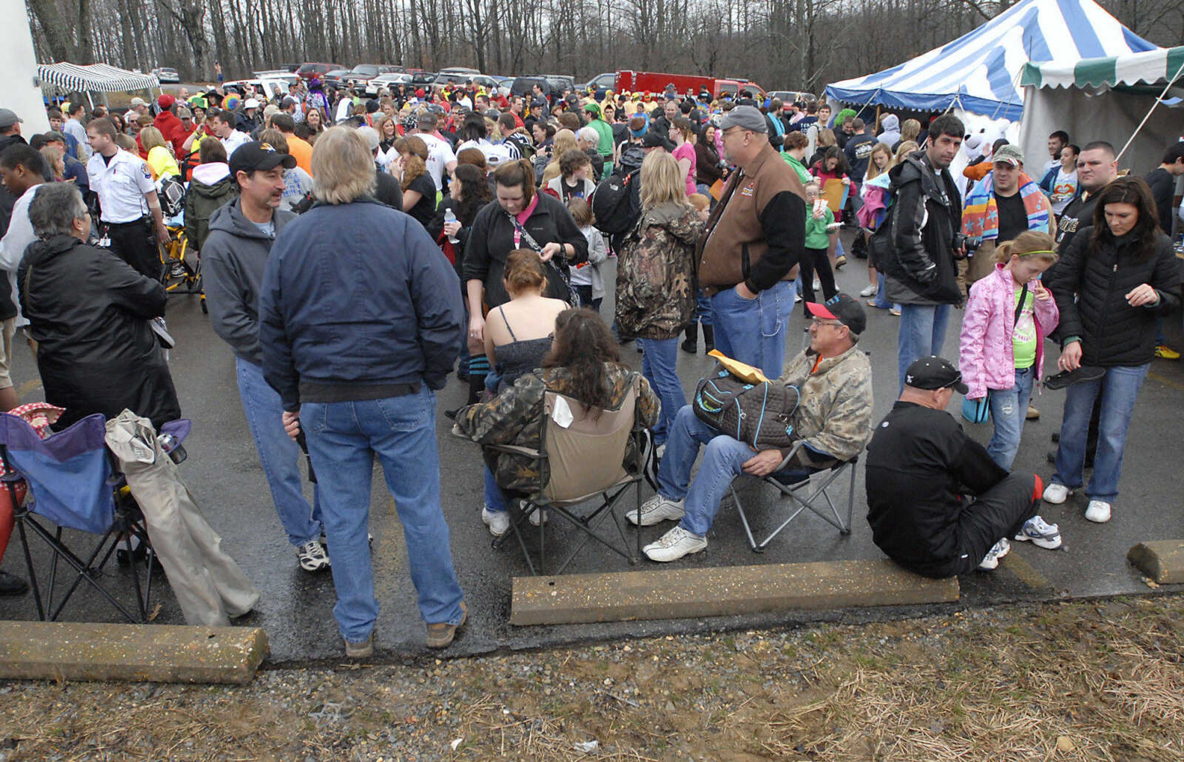 KRISTIN EBERTS ~ keberts@semissourian.com

People wait for the start of the 2012 Polar Plunge at the Trail of Tears State Park's Lake Boutin on Saturday, Feb. 4, 2012.