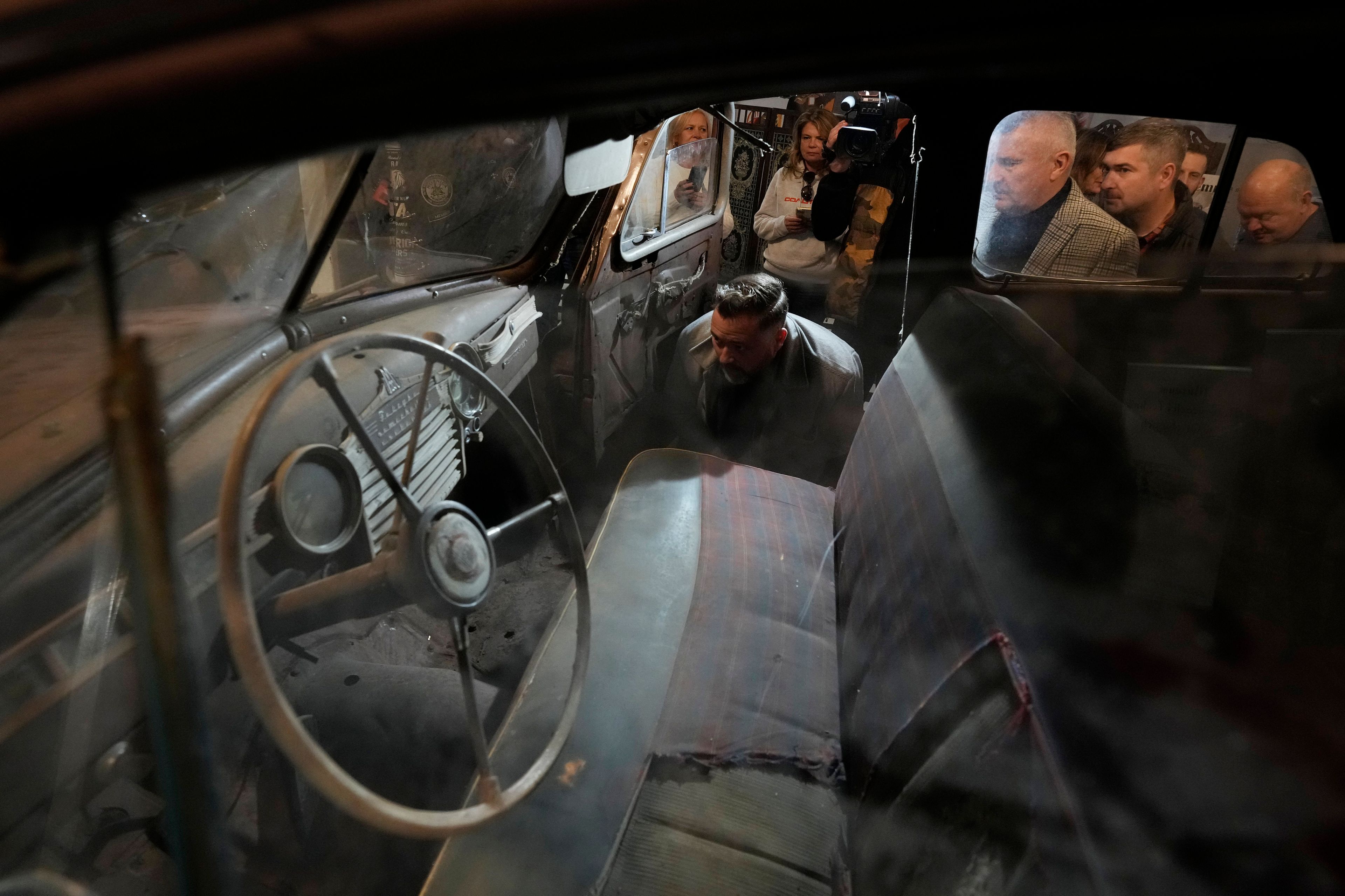 This Warszawa M-20 car with serial number 000001, based on a Soviet Union's model, was the first vehicle to leave a car factory in Poland after World War II, on Nov. 6, 1951 and now, 73 years later, it goes on public display at a private museum in Otrebusy, central Poland, on Wednesday, Nov. 6, 2024. (AP Photo/Czarek Sokolowski)